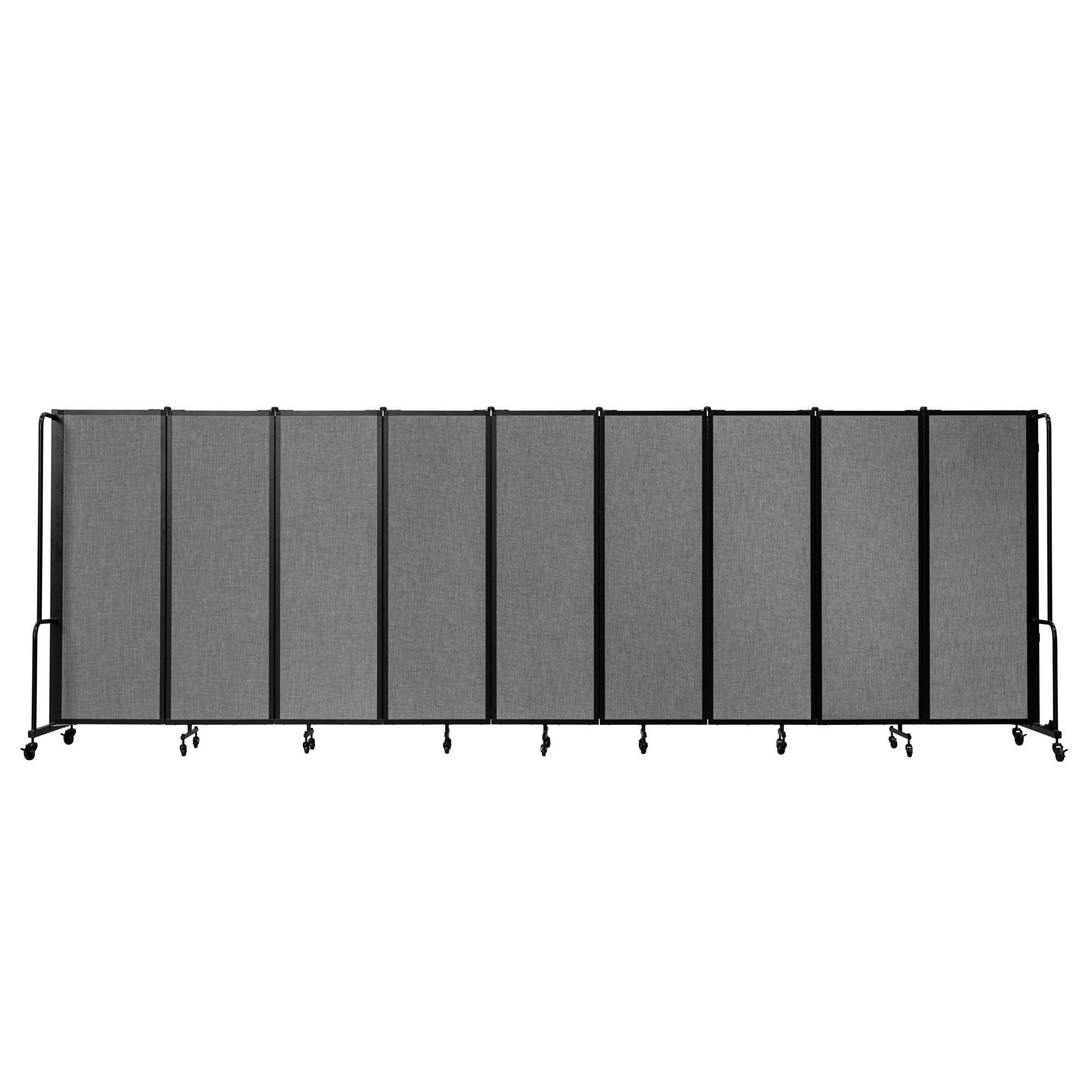 National Public Seating, Room Divider, 6ft.HT,9 Grey PET Panels,Black Frame, Material PET, Height 72 in, Width 27 in, Model# RDB6-9PT02