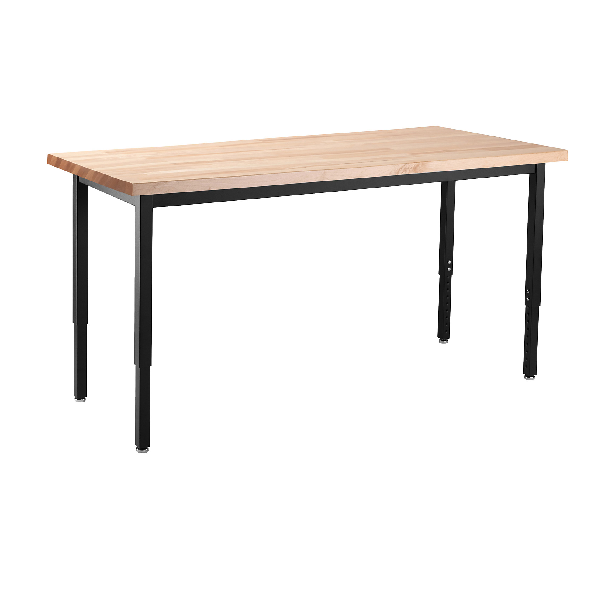 National Public Seating, HT Adj Steel Table,BLK Frame 30X60 Butcherblock, Height 37 in, Width 30 in, Length 60 in, Model# HDT3-3060B