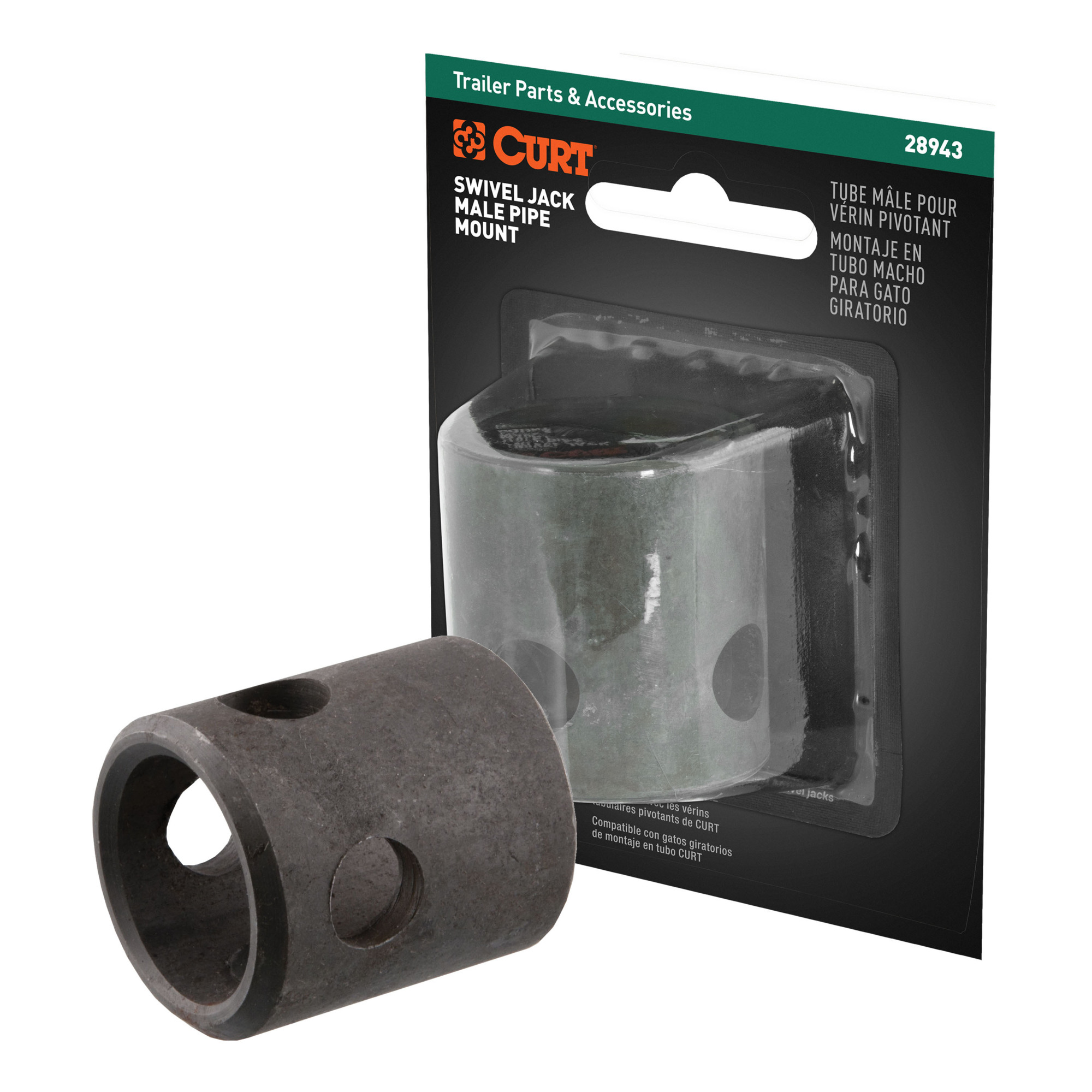 Curt Manufacturing, Replacement Swivel Jack Male Pipe Mount 5/8in. Hole, Model# 28943