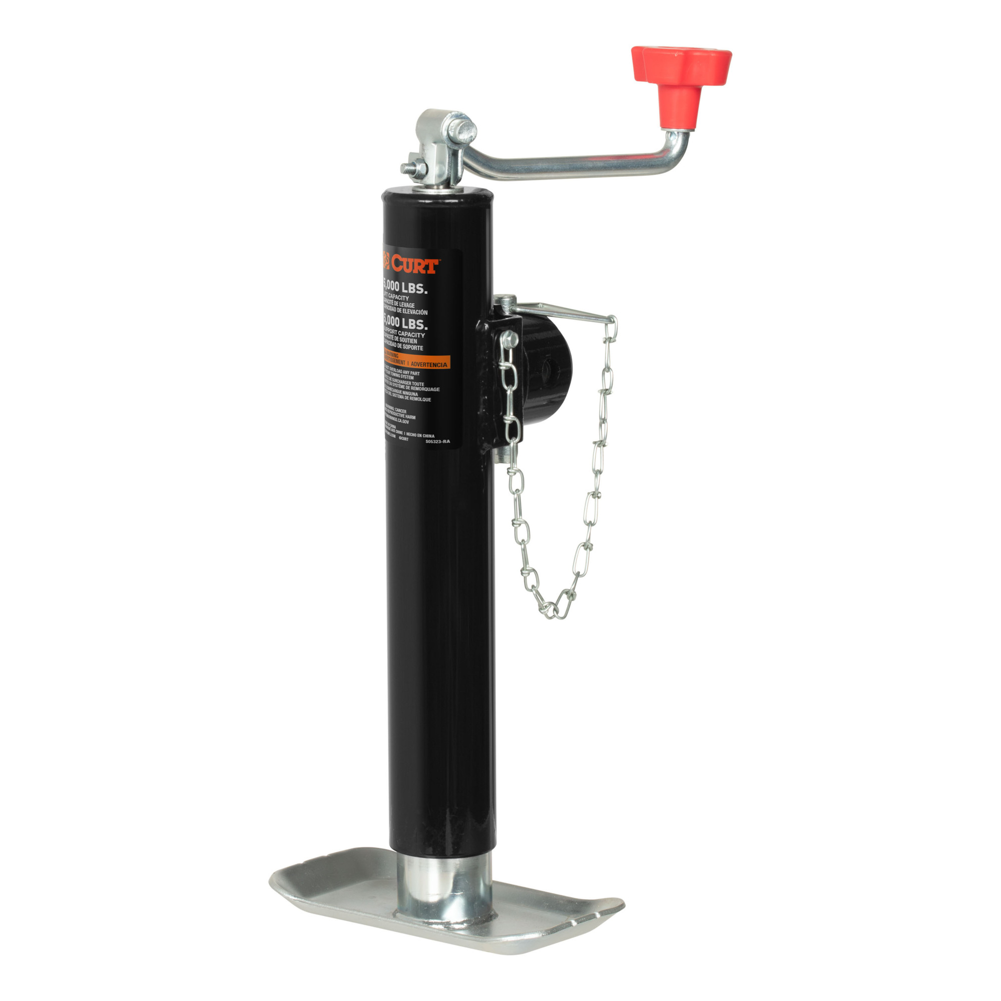 Curt Manufacturing, Pipe-Mount Swivel Jack w Top Handle 5000 lbs, 10in. Travel, Model# 25006