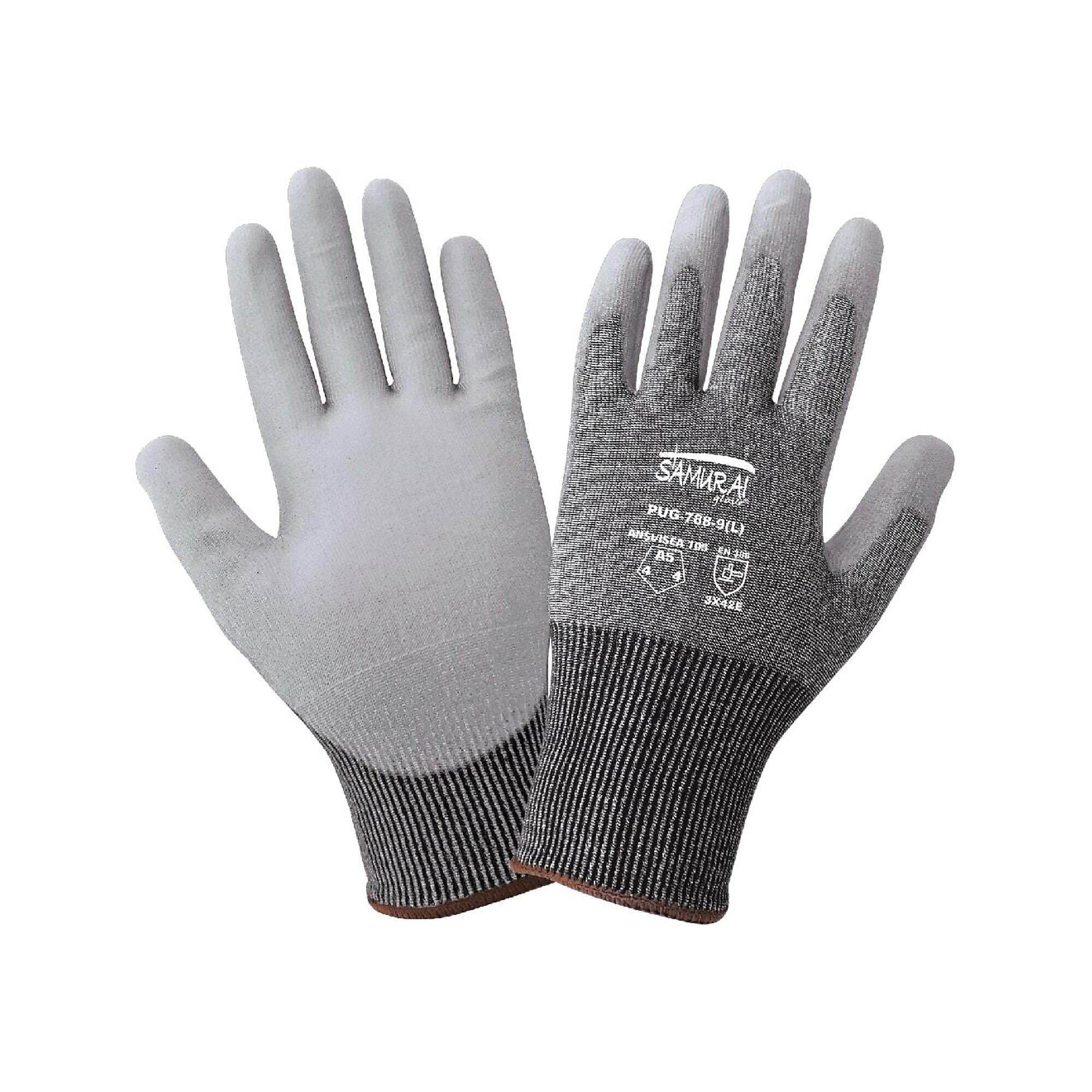 Global Glove 18ga UHMWPE, PU Coated, A5 Cut Resist Gloves - 12 Pairs
