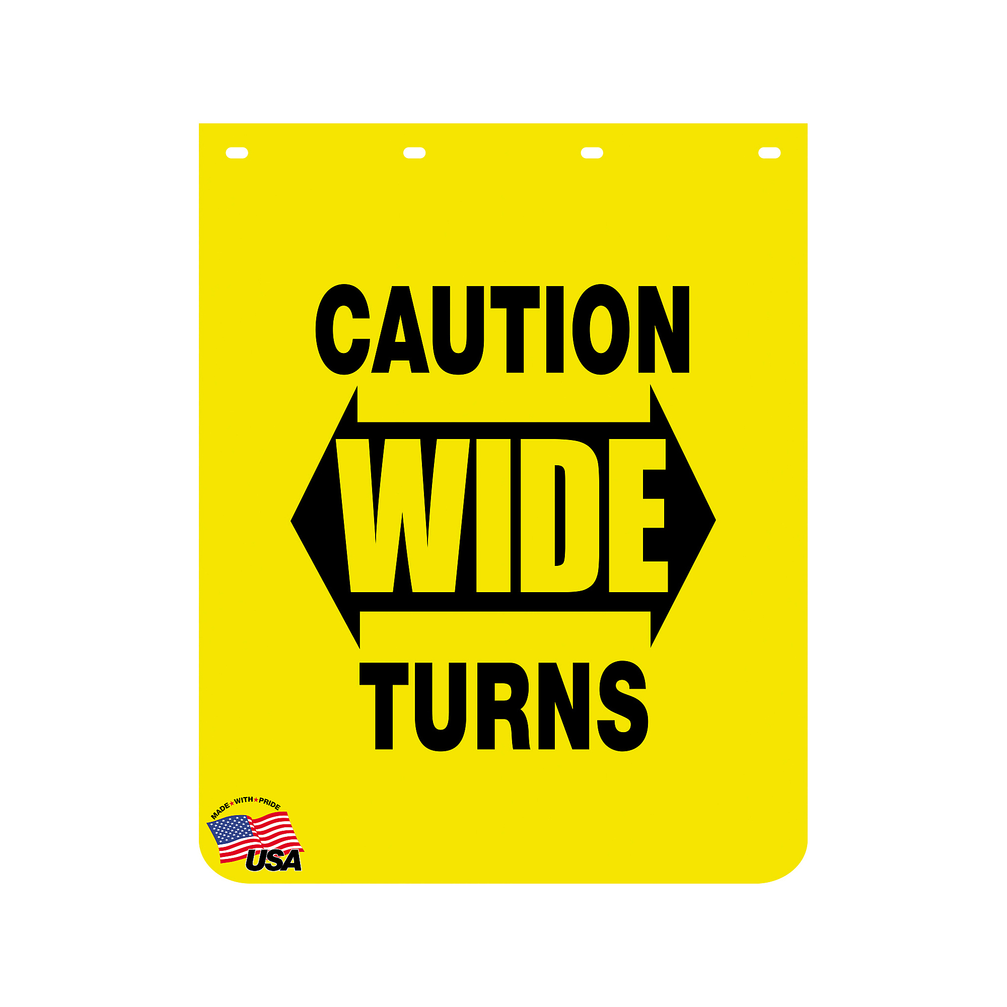 Buyers Products, Caution Wide Turns Yellow Polymer Mudflaps 24x30in., Material Polymer, Model# B2430YC