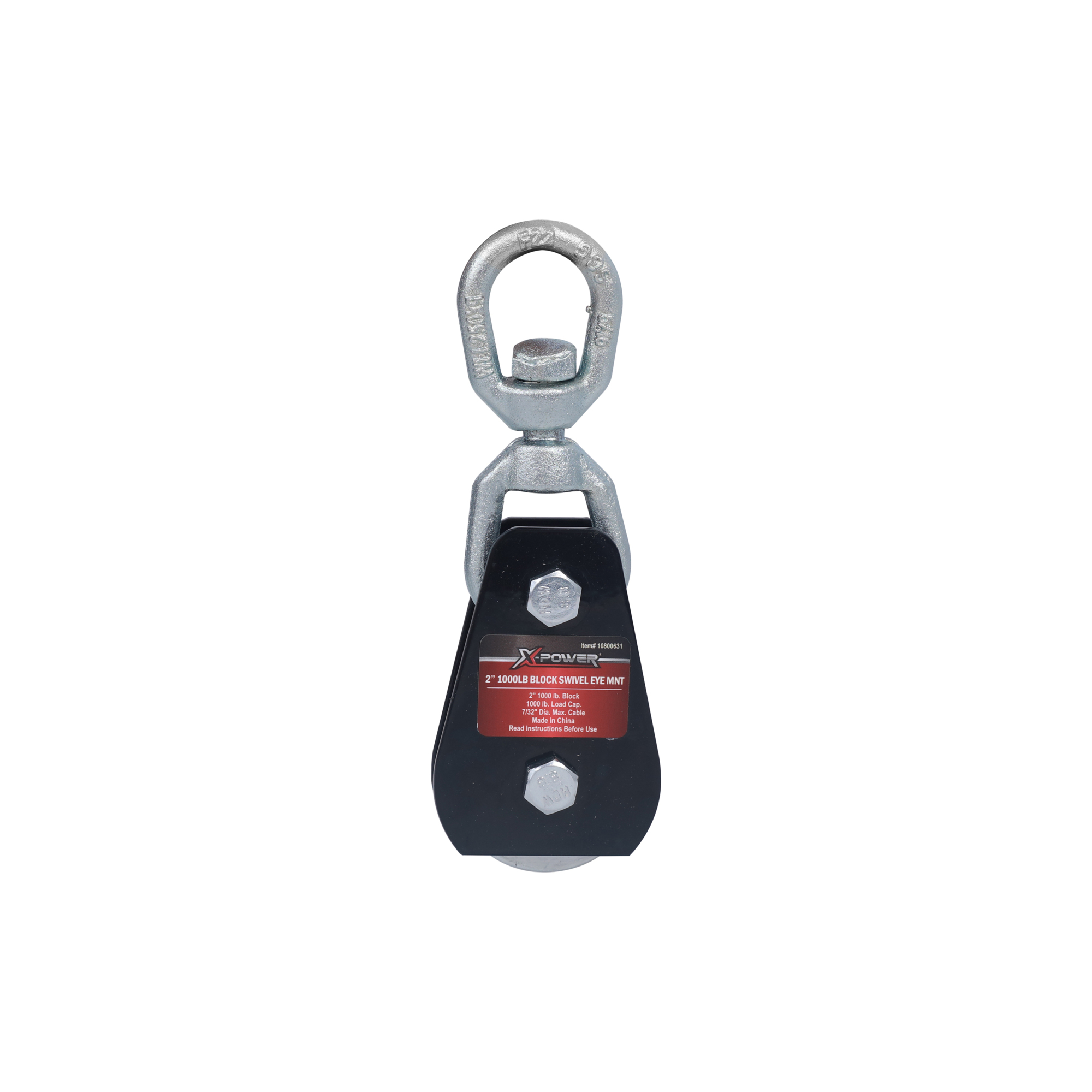 XPower Heavy-Duty Swivel Eye Block - 2in., 1000-Lb. Capacity, Steel, Powder-Coated
