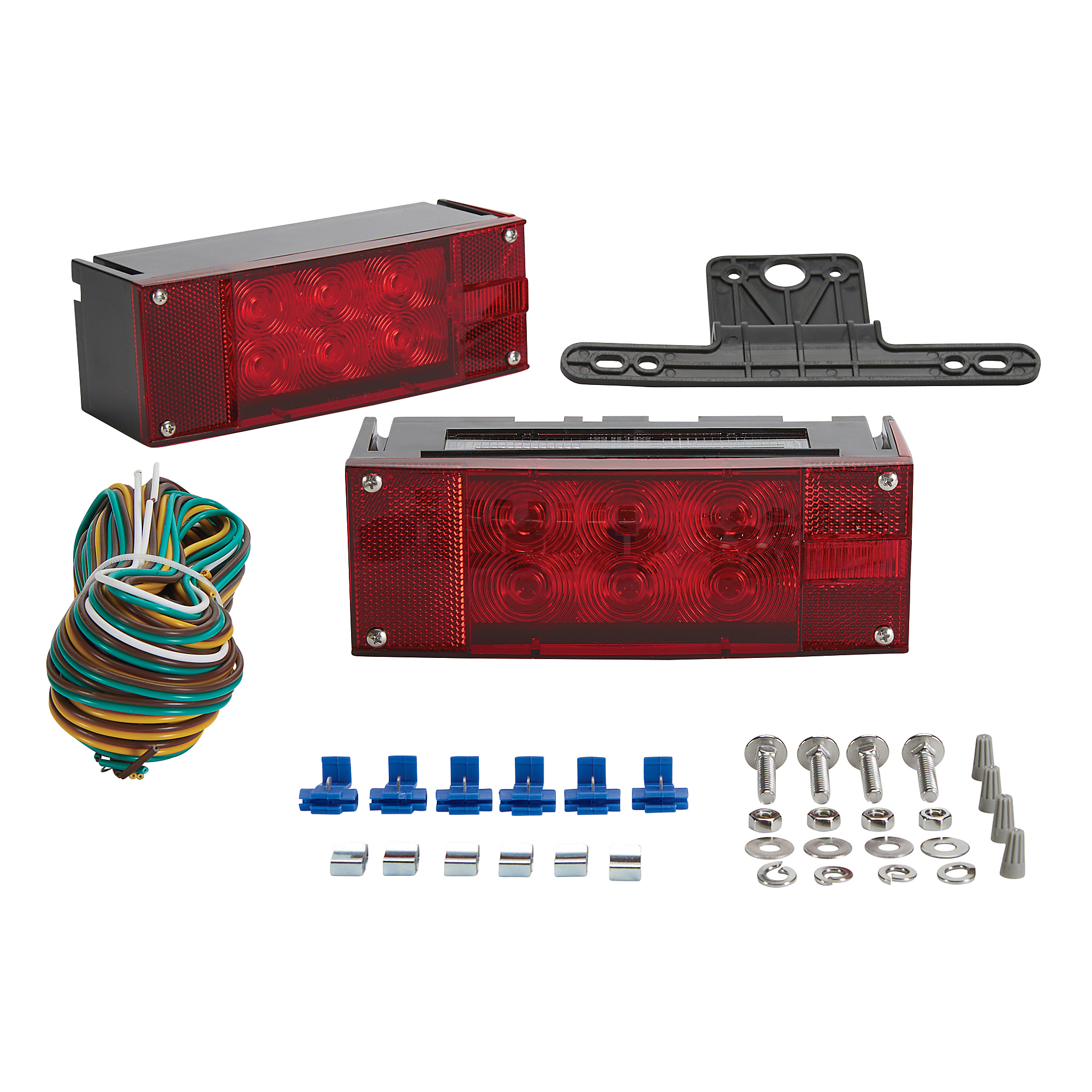 Ultra-Tow Submersible LED Trailer Light Kit, Rectangular, Red