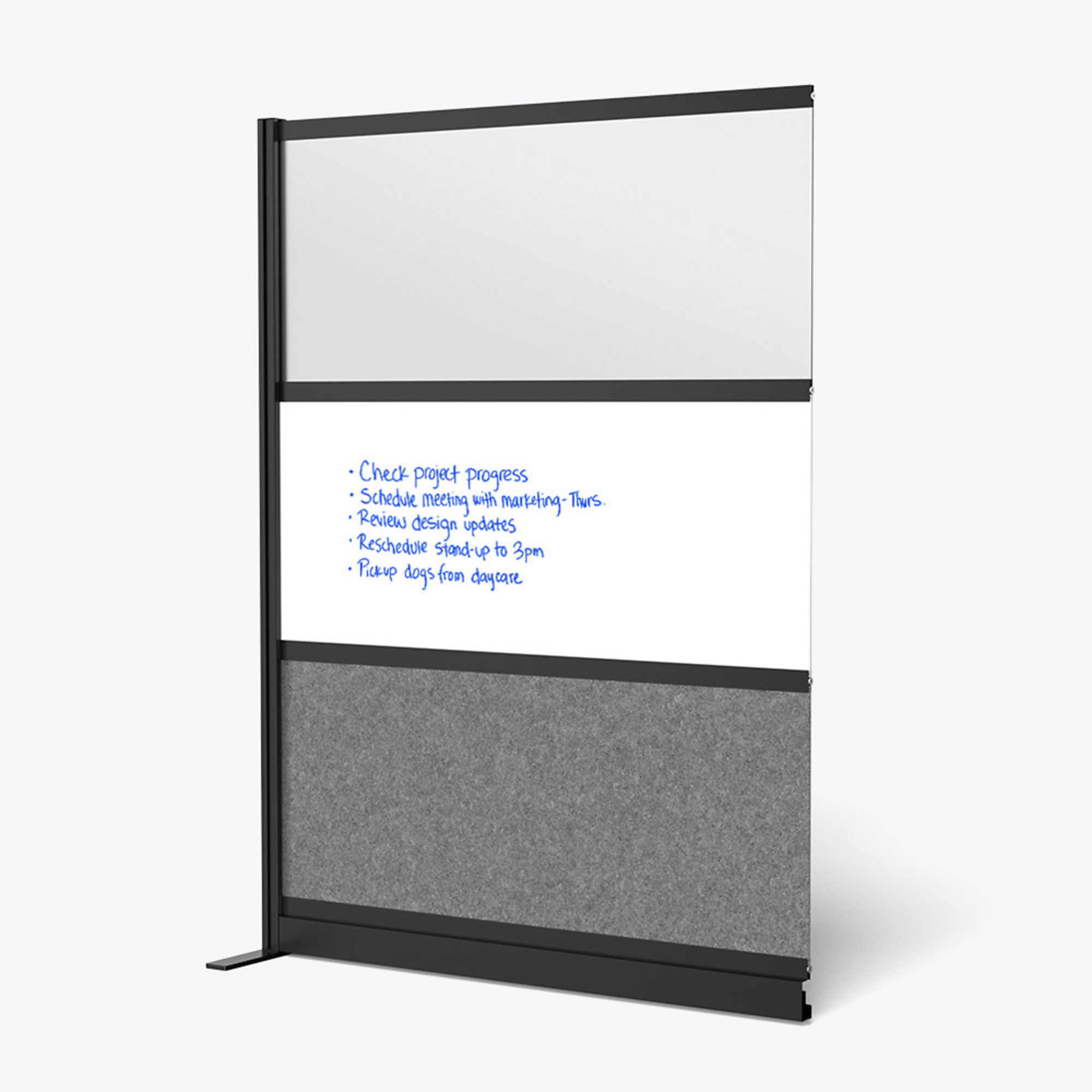 Luxor Modular Wall Divider System - 70in. x 48in., Black Frame, Polypropylene/PET Polyester Fabric, Model# MW-7048-XWCGWB