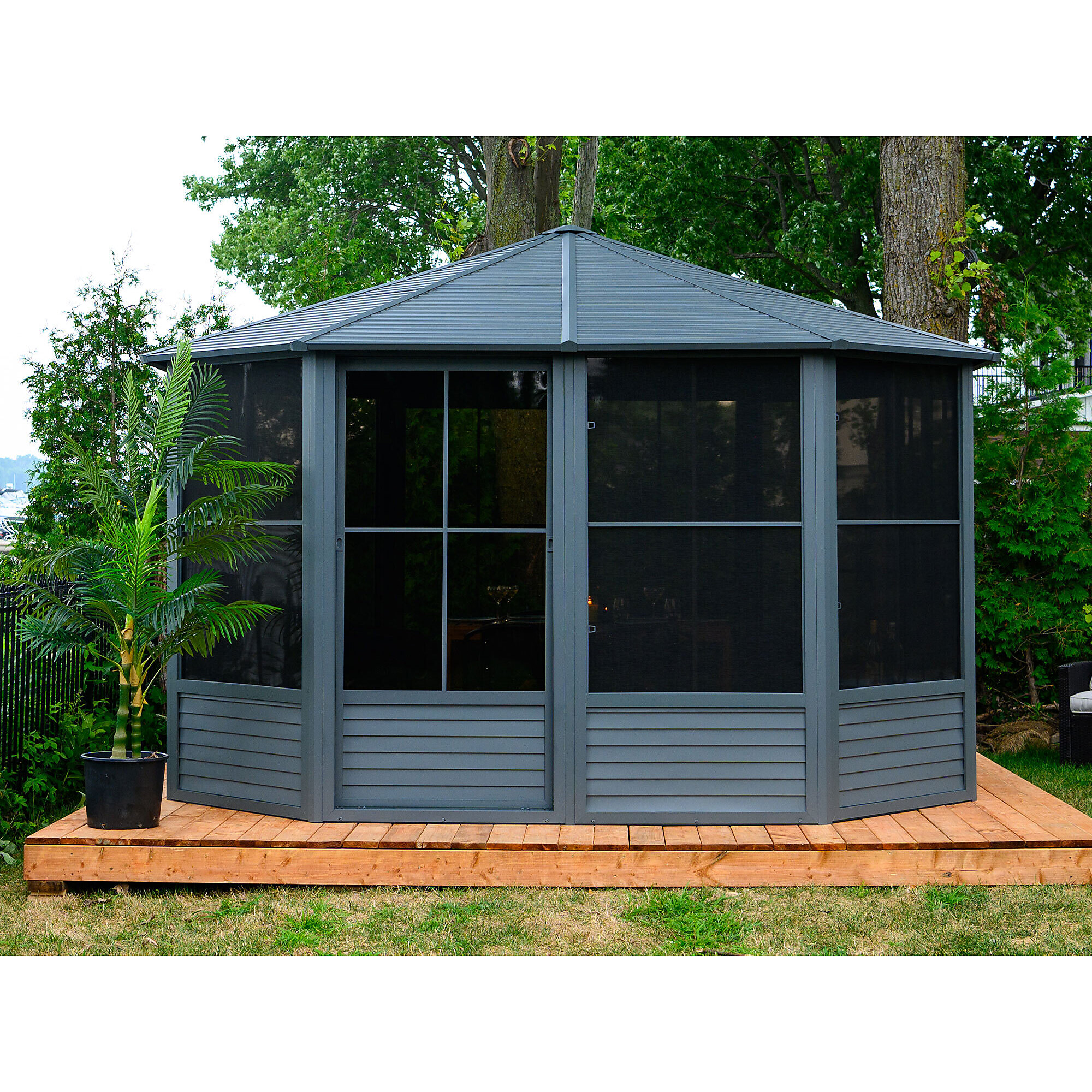 Gazebo Penguin, Florence - Solarium 12x12 Metal Roof, Color Gray