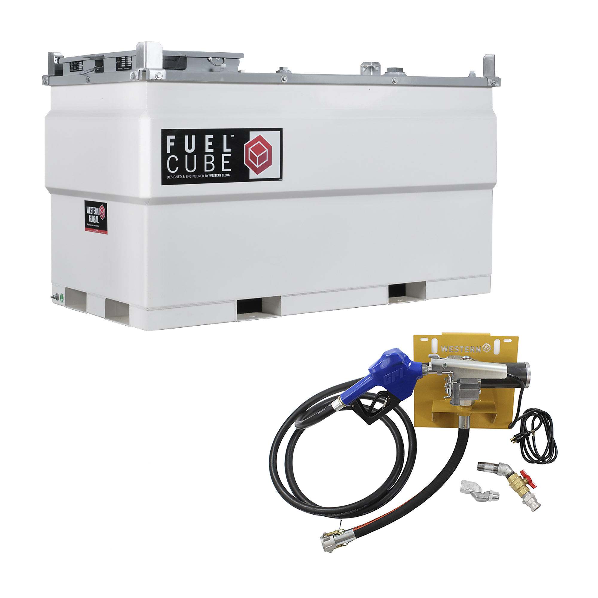 Western Global, FuelCube, 544 Gallons, w/ Gauge 115V Pump, Capacity 544 Gal, Shape Rectangle, Model# FCPWN0500-11512GP-SNN