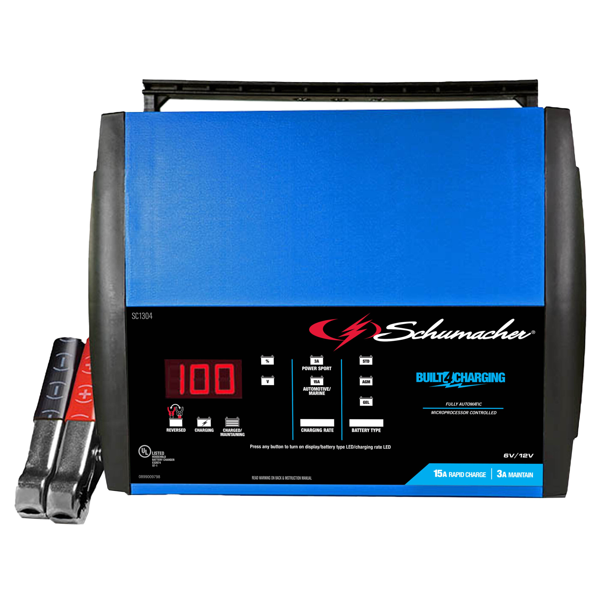 Schumacher 15 Amp Charger/Maintainer, 6/12 Volt, Model# SC1304