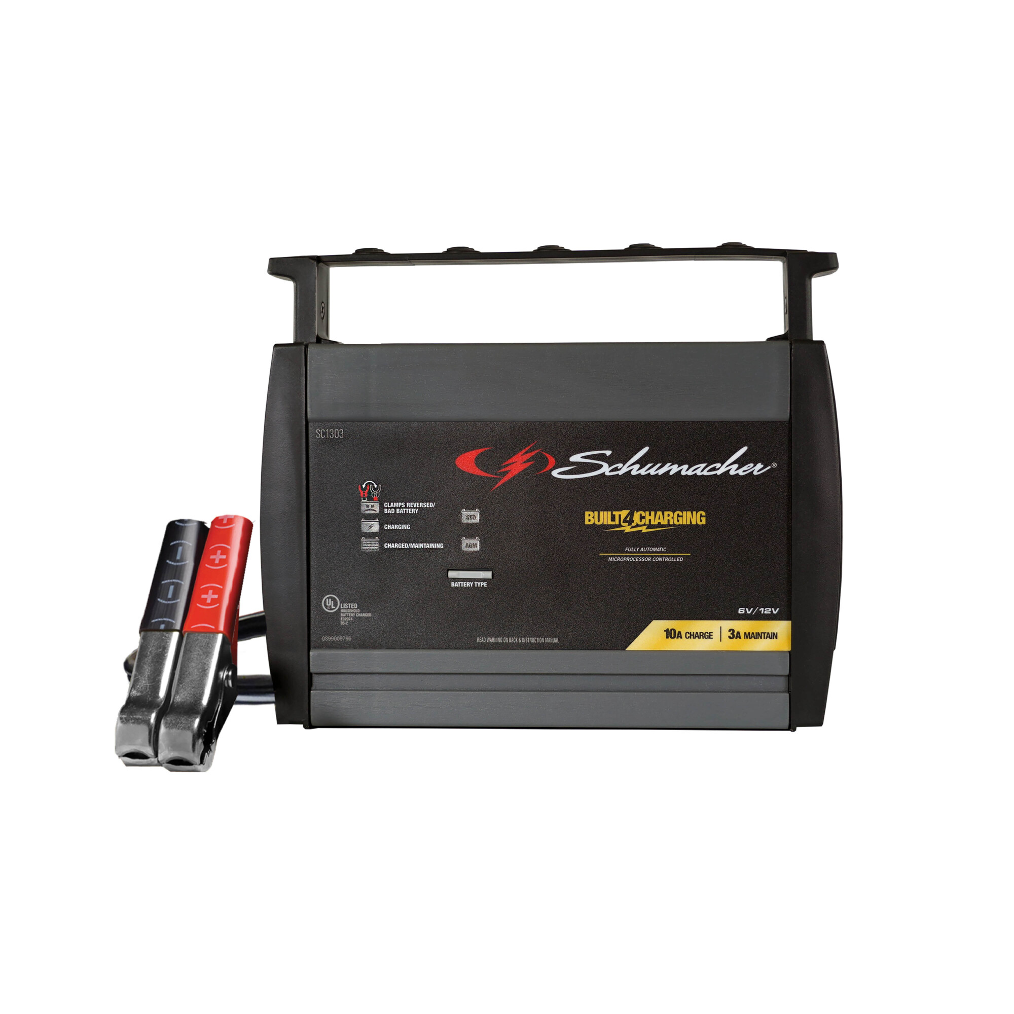 Schumacher 10A 6V/12V Charger/Maintainer, Volts 6/12 Max. Amps 10 Model# SC1303