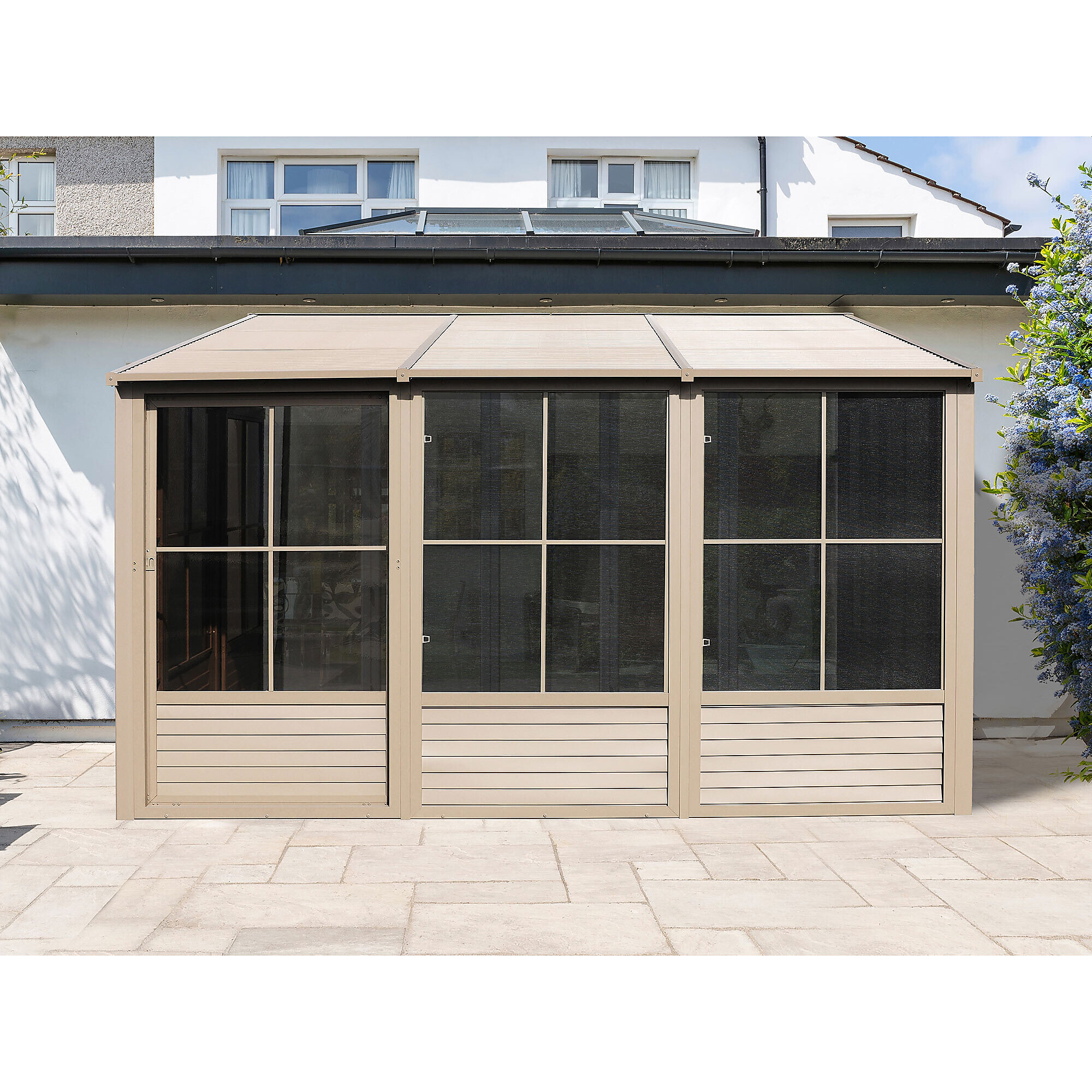Rectangle Solarium Live Gazebo Penguin, Wall Mounted Solarium 10x16 Metal Roof, Color Brown ...