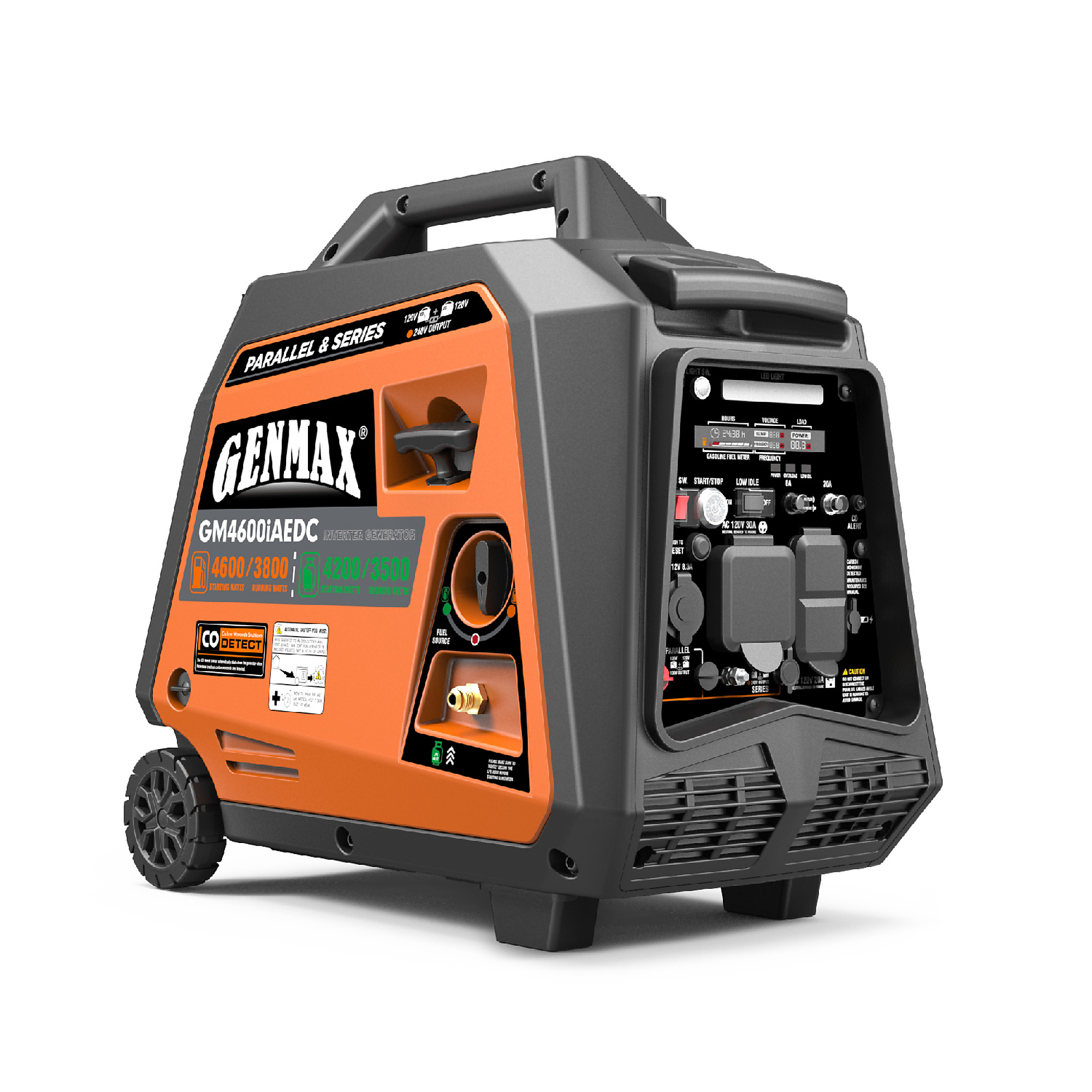 GENMAX, Port Invert Gen, 4600W, Dfuel, CO Alert, Surge Watts 4600 Voltage 120 Model# GM4600iAEDC
