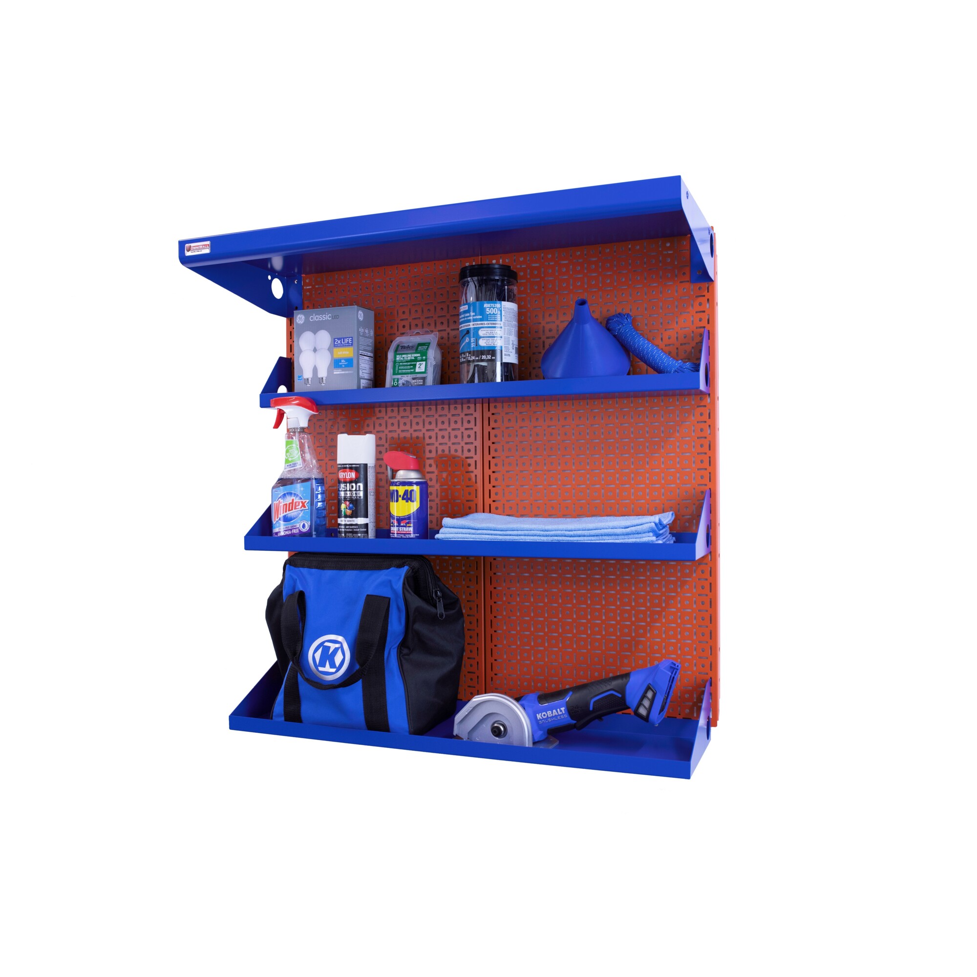 OmniWall Metal Pegboard Storage Kit - 16in. x 32in., 4 Shelves, 50-Lb. Capacity, Model# CGS-KIT-SHLF