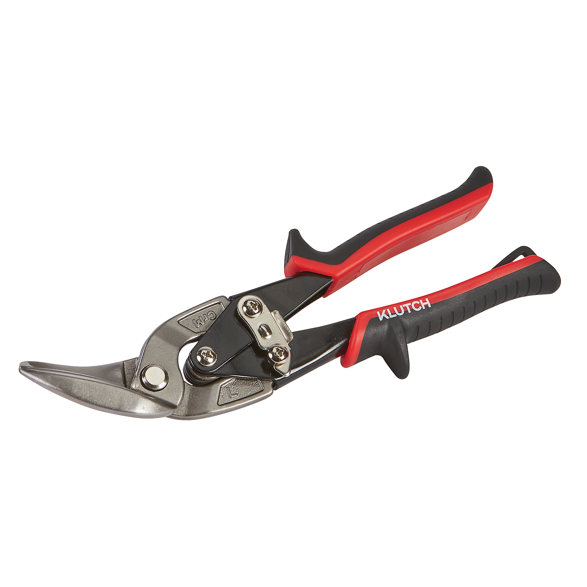 Klutch Left-Cut Offset Snips, 1.5in. Blades, 10in. Length, Offset Design, Spring Assist, Steel