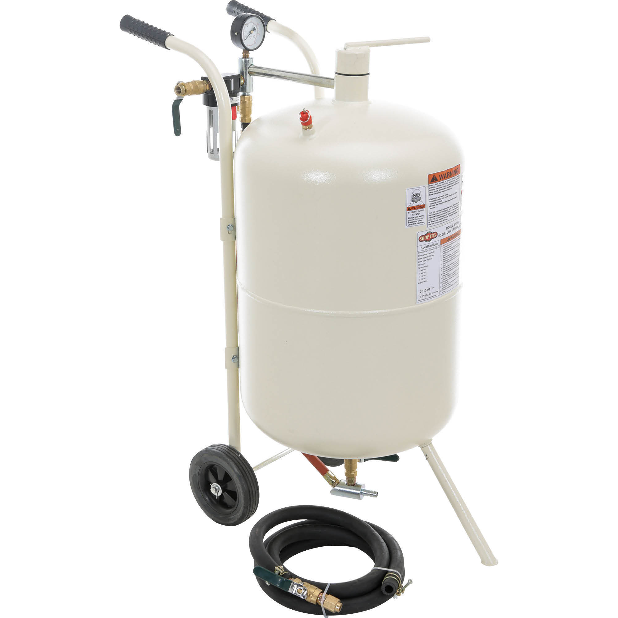 Grizzly 20-Gallon Portable Sandblaster, 125 Max. PSI, 25 CFM, Model# M1115
