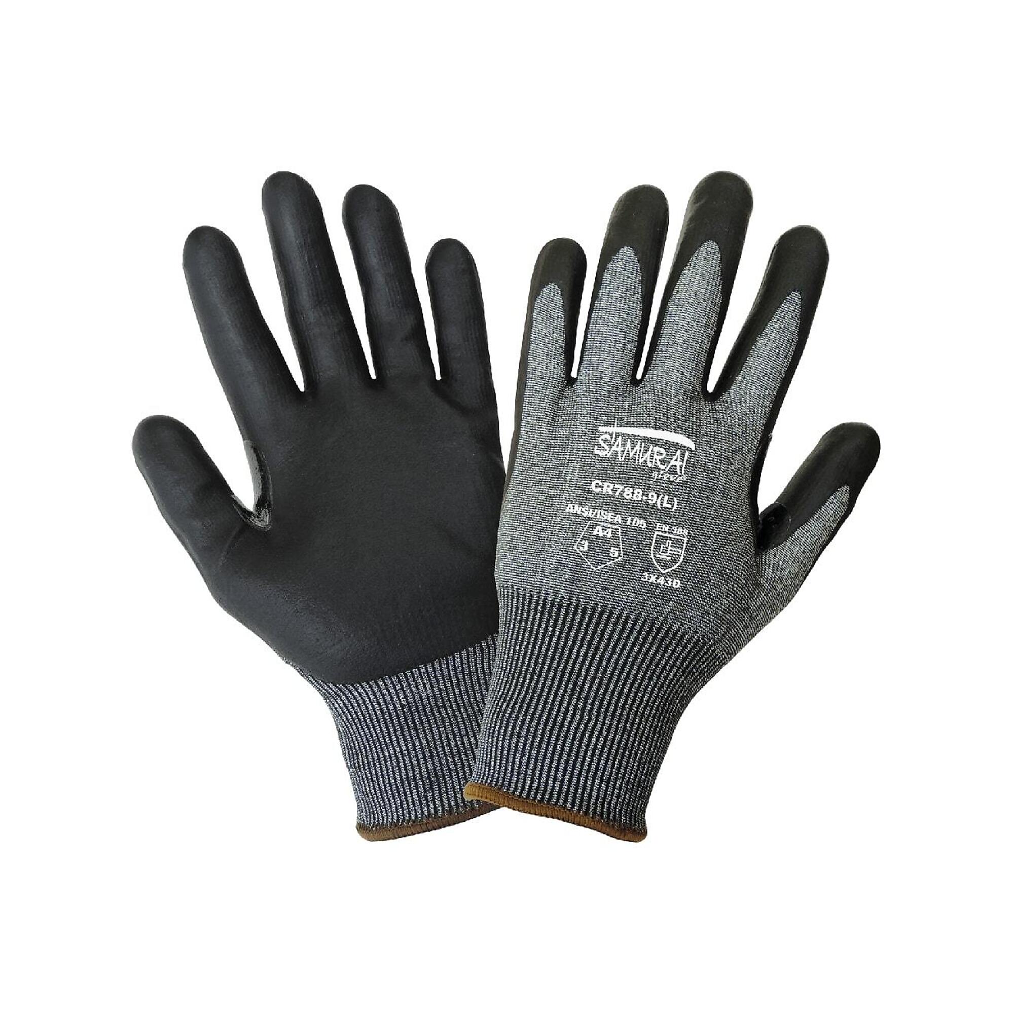 Global Glove 18ga UHMWPE, Nitrile Coated, A4 Cut Resist Gloves - 12 Pairs