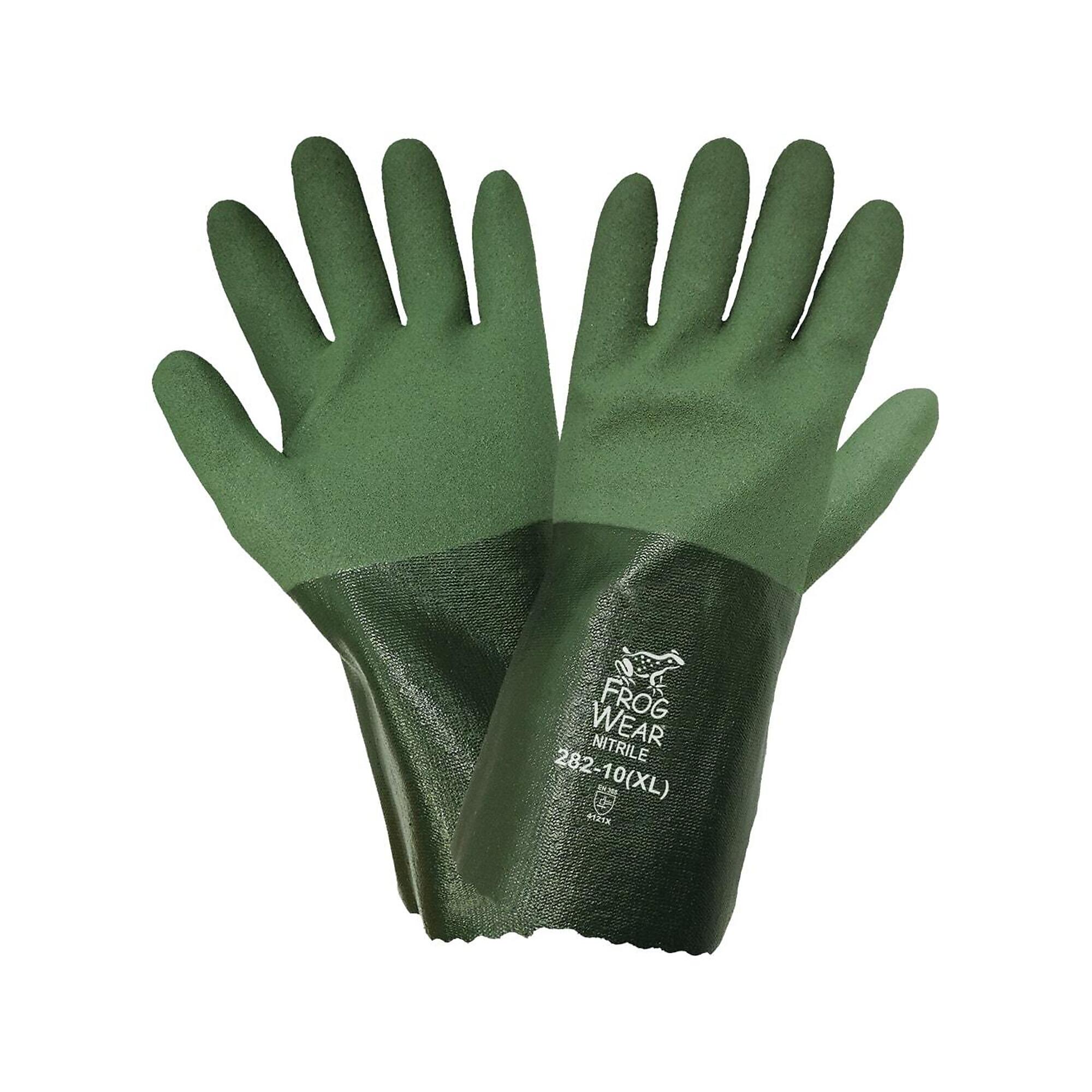 FrogWear 12in, 13ga Poly/Cot, Dbl Nitrile Coated Gloves - 12 Pairs