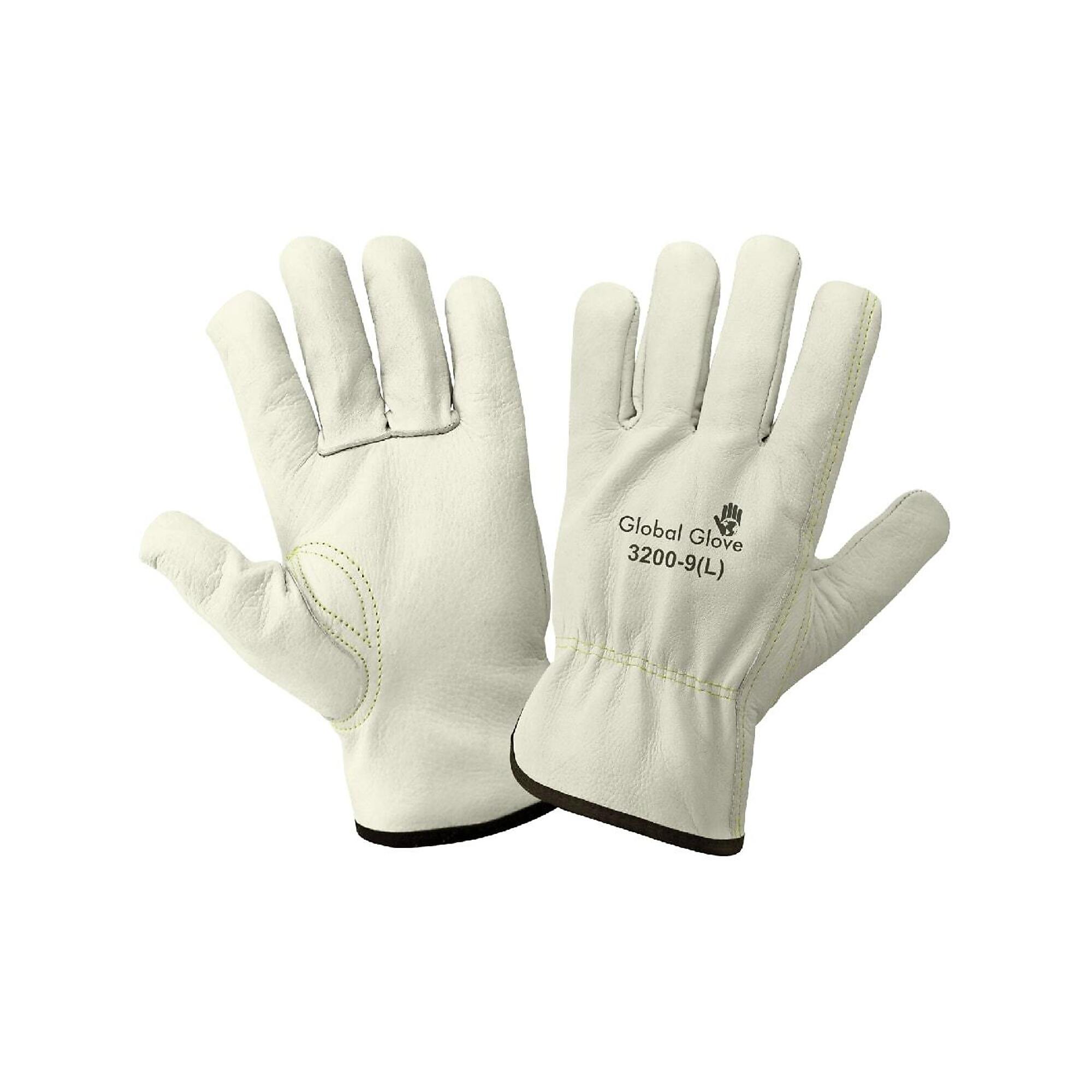 Global Glove Premium-Grade Grain Cowhide Drivers Gloves - 12 Pairs