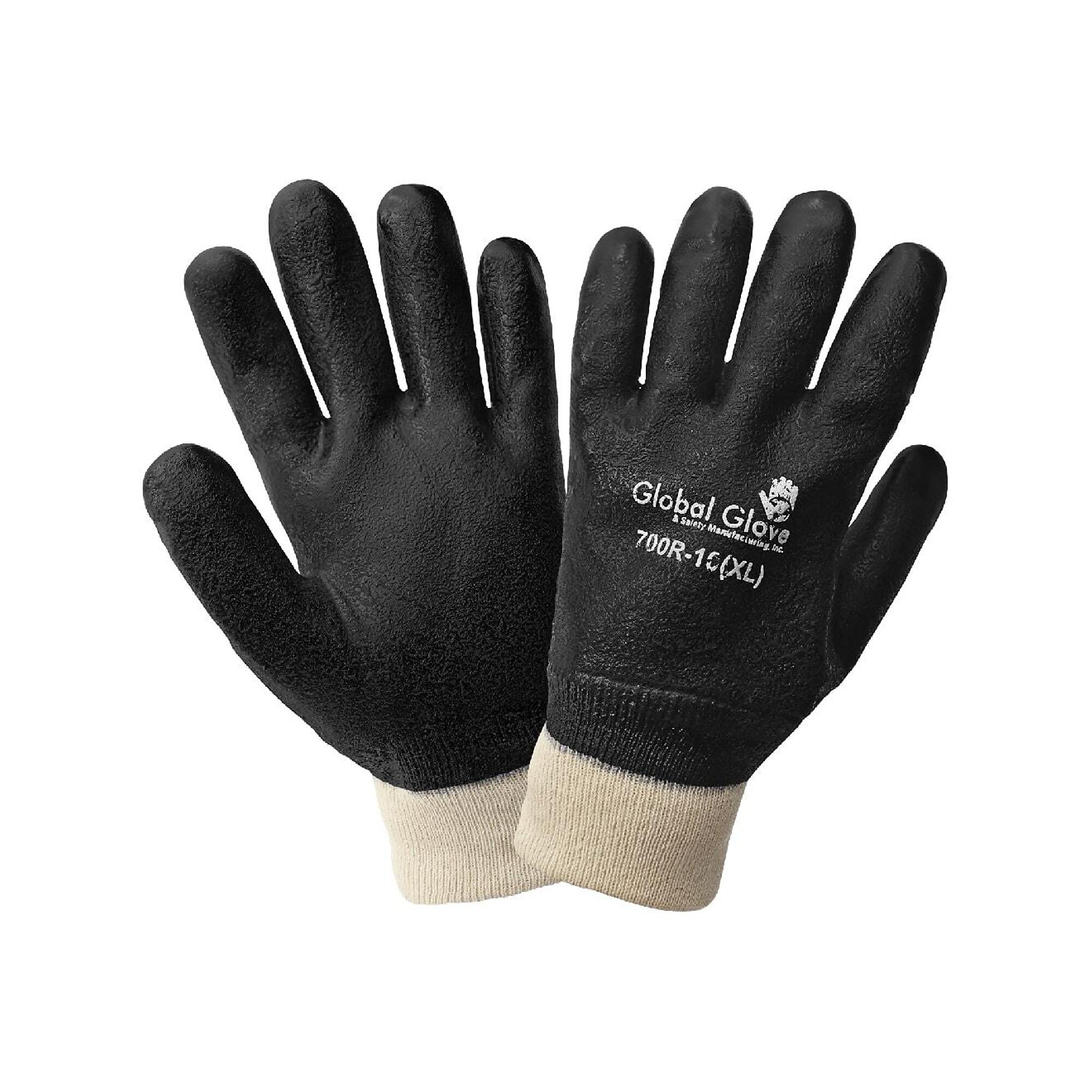 Global Glove 10-Inch Double-Coated PVC Chemical Gloves - 12 Pairs