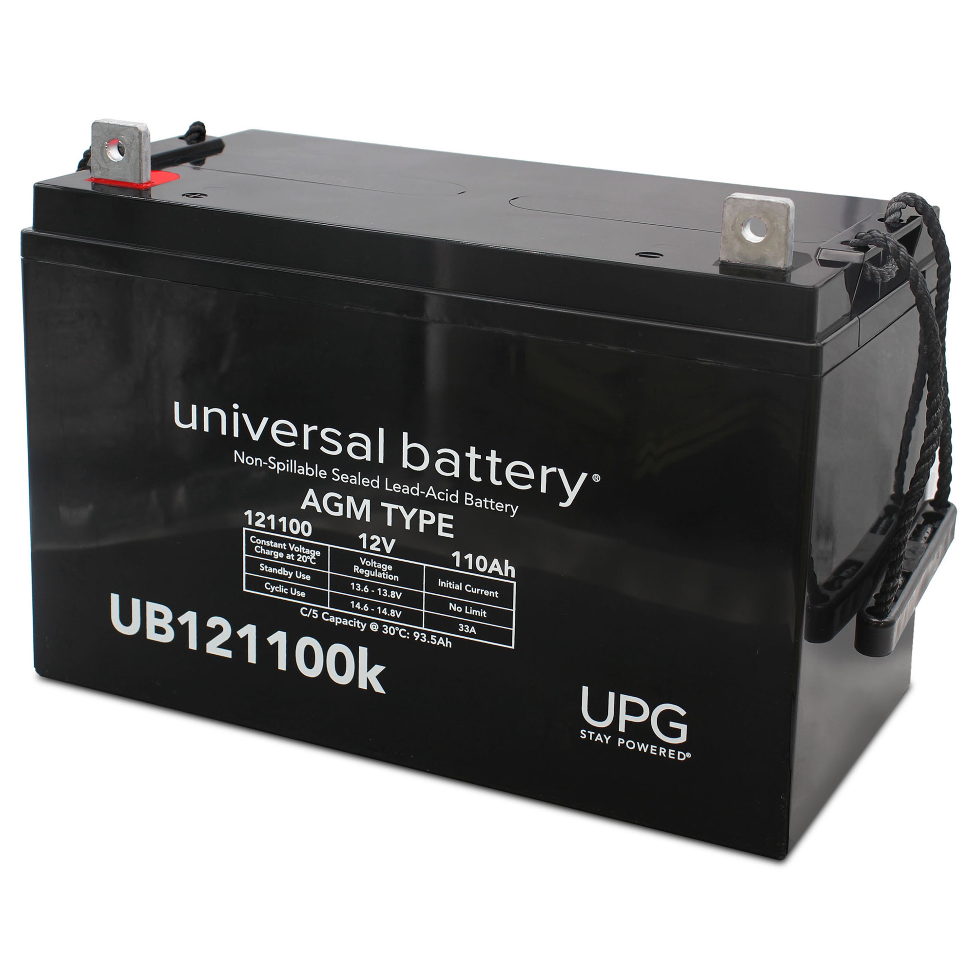 UPG, 12V 110Ah Battery L3 tabs Group 30H, Volts 12 Amp Hours 110 Model# D5751