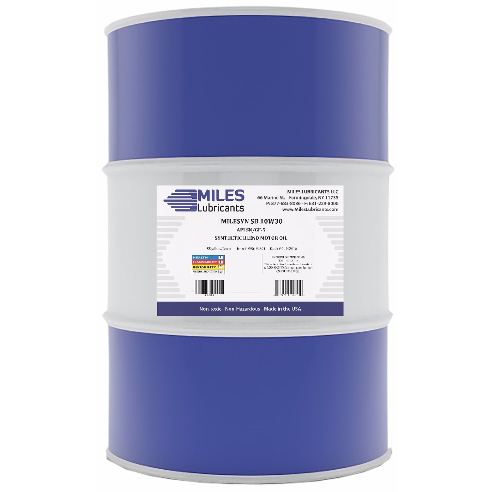 Miles Lubricants SB 10W30 SN Plus/GF-6 Synthetic Blend Motor Oil - 55 Gal. Drum, Model# M00100301