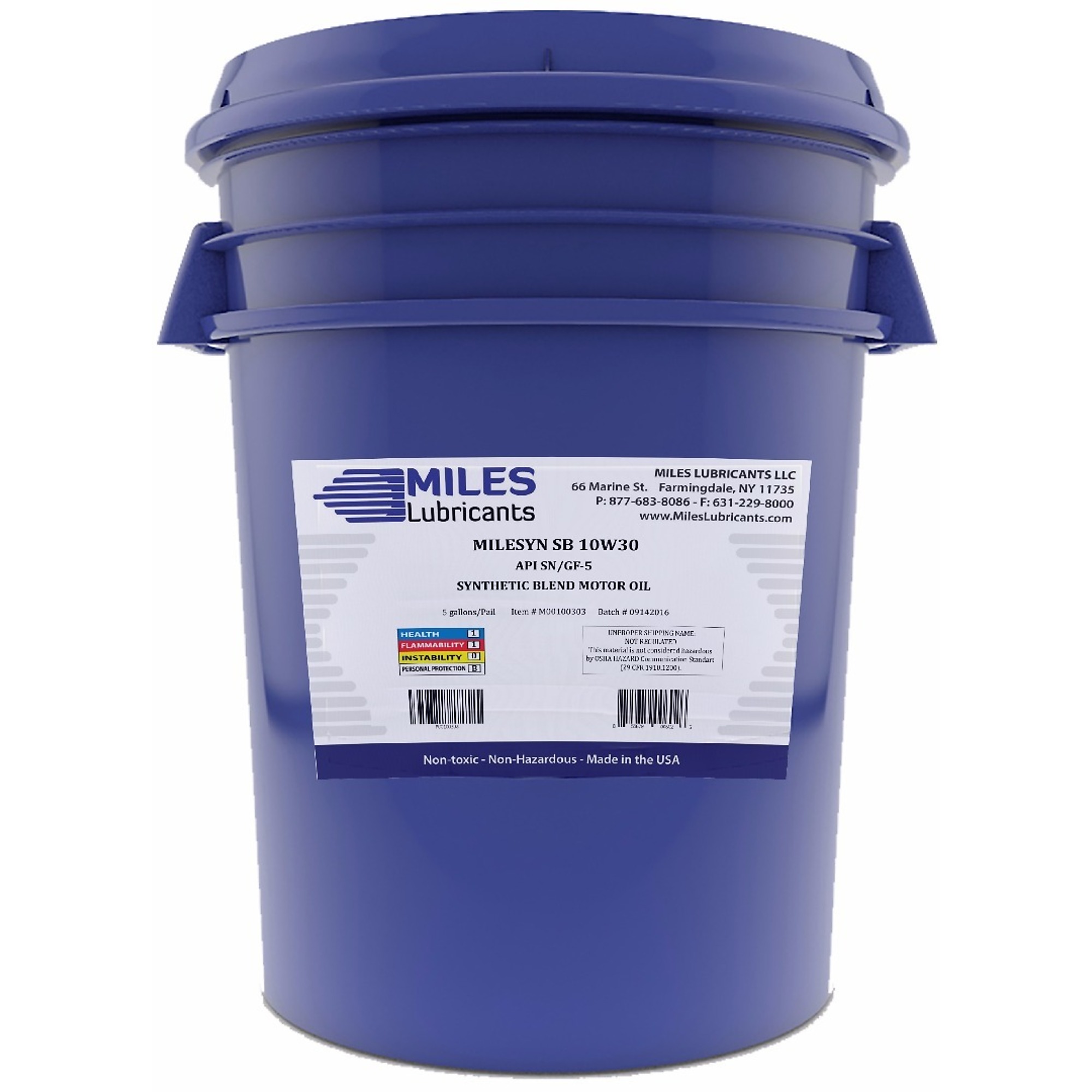 Miles Lubricants Synthetic Blend Motor Oil - 10W30, SN Plus/GF-6, 5-Gal. Pail, Model# M00100303
