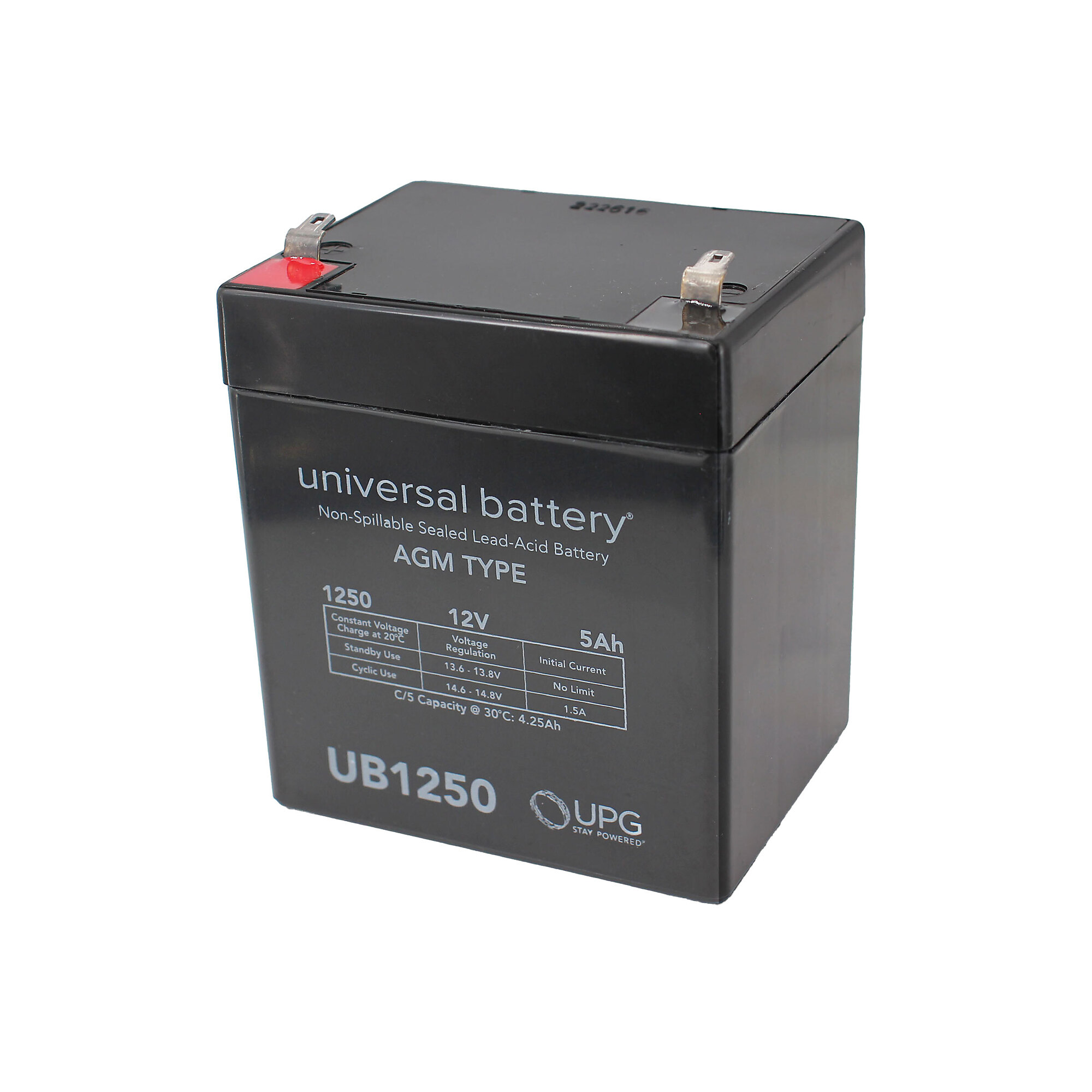UPG, 12V 5Ah Battery with F1 tabs, Volts 12 Amp Hours 5 Model# D5741