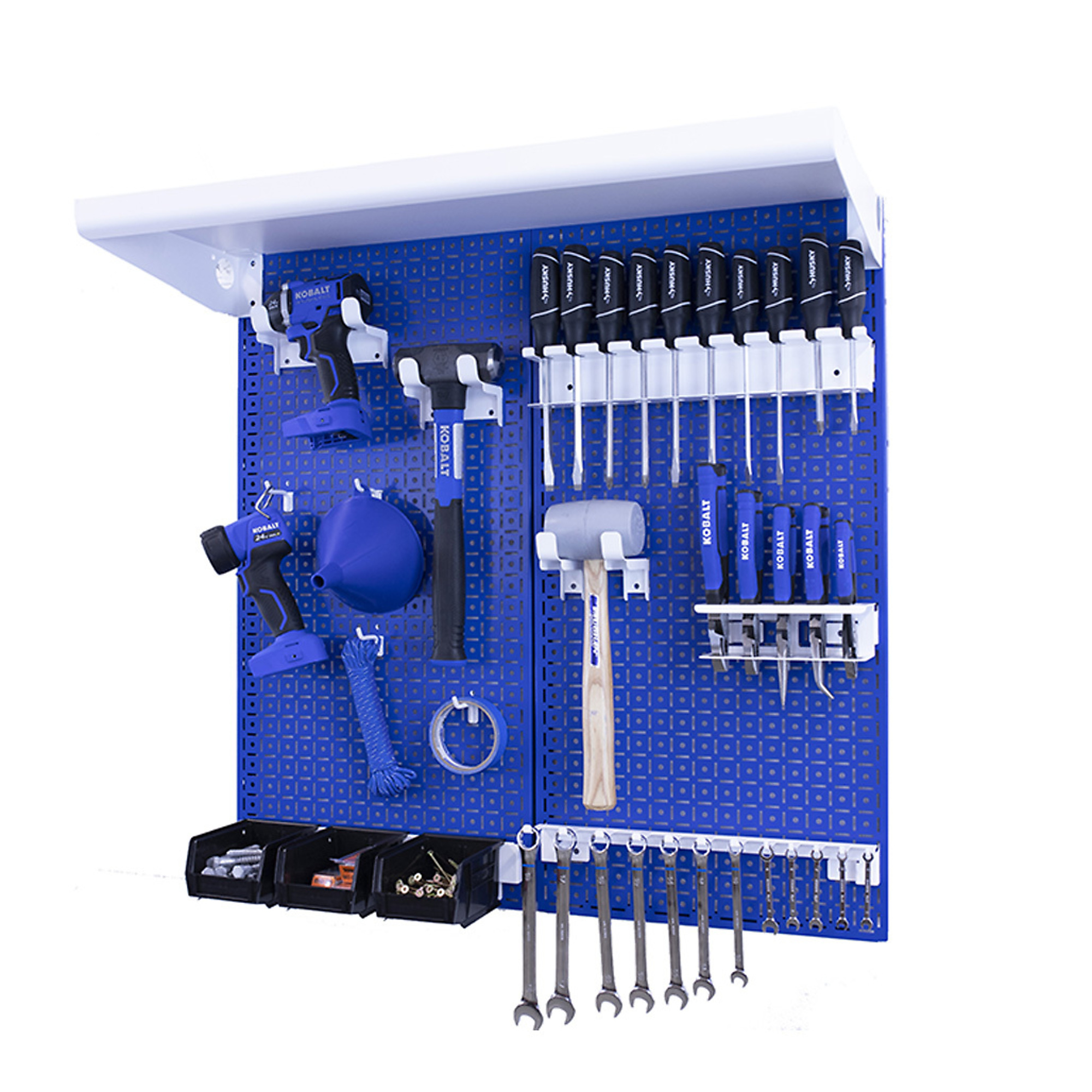 OmniWall, OmniWall metal pegboard storage kit for storage, Length 16 in, Width 32 in, Model# CGS-KIT-2PL