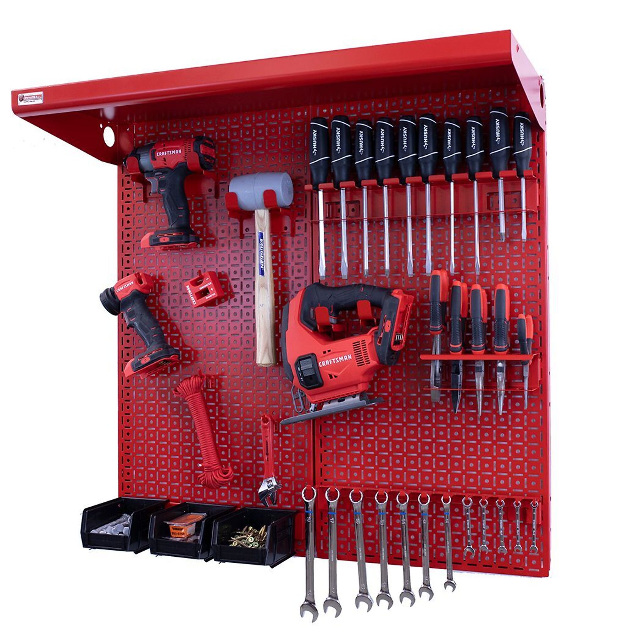 OmniWall, OmniWall metal pegboard storage kit for storage, Length 16 in, Width 32 in, Model# CGS-KIT-2PL