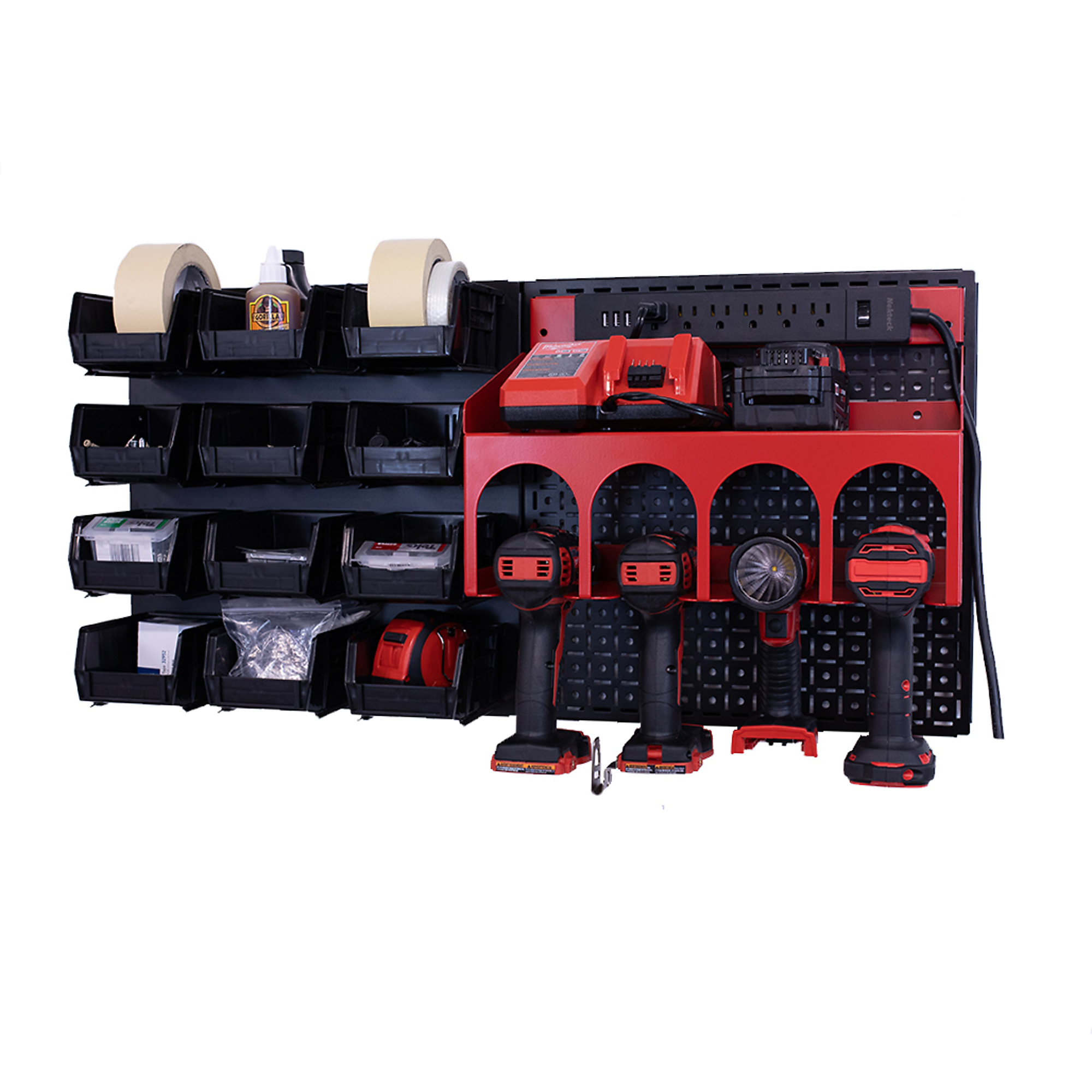 OmniWall, OmniWall metal pegboard storage kit for storage, Length 16 in, Width 16 in, Model# CGS-KIT-PST