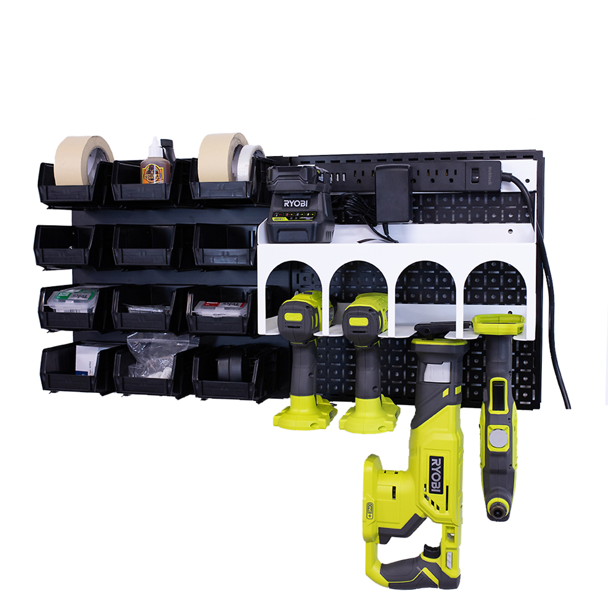 OmniWall, OmniWall metal pegboard storage kit for storage, Length 16 in, Width 16 in, Model# CGS-KIT-PST