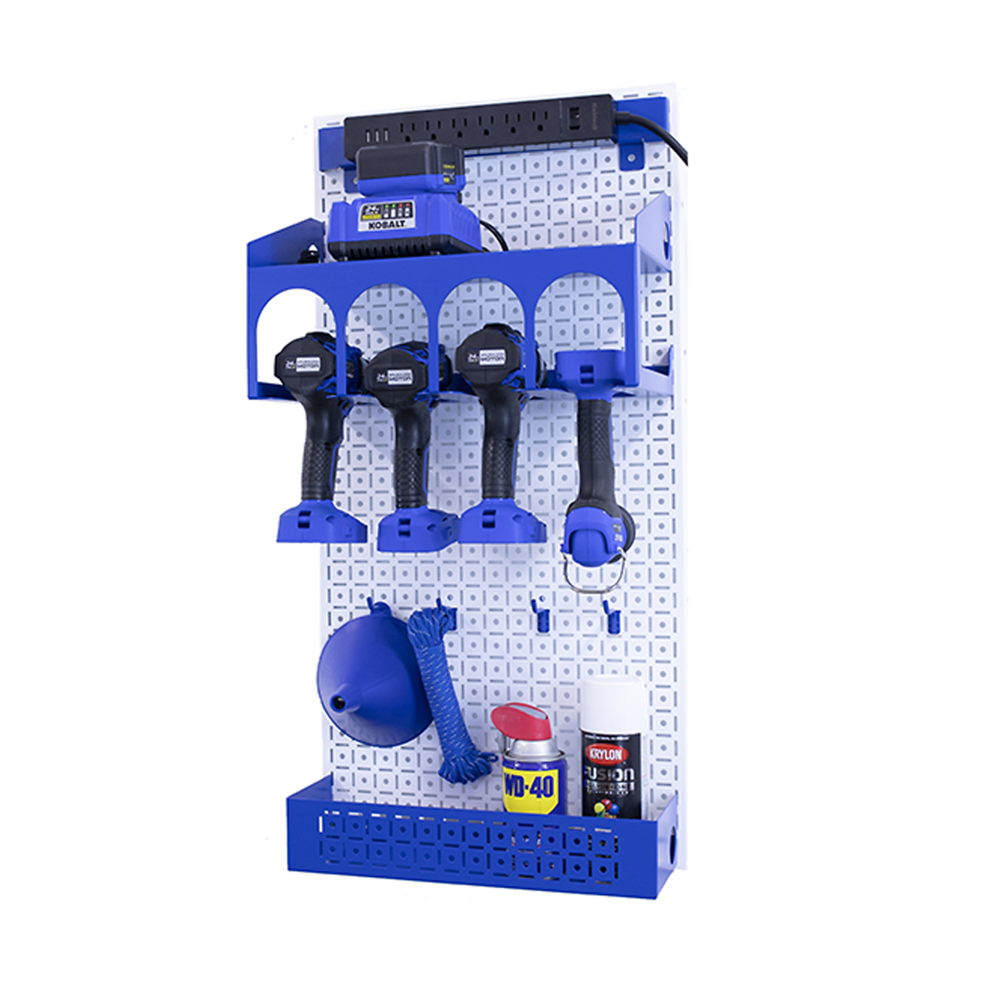 OmniWall Metal Pegboard Storage Kit - 16in. x 32in., Power Tool Organizer, 10ft. Power Strip, Model# CGS-KIT-PWR