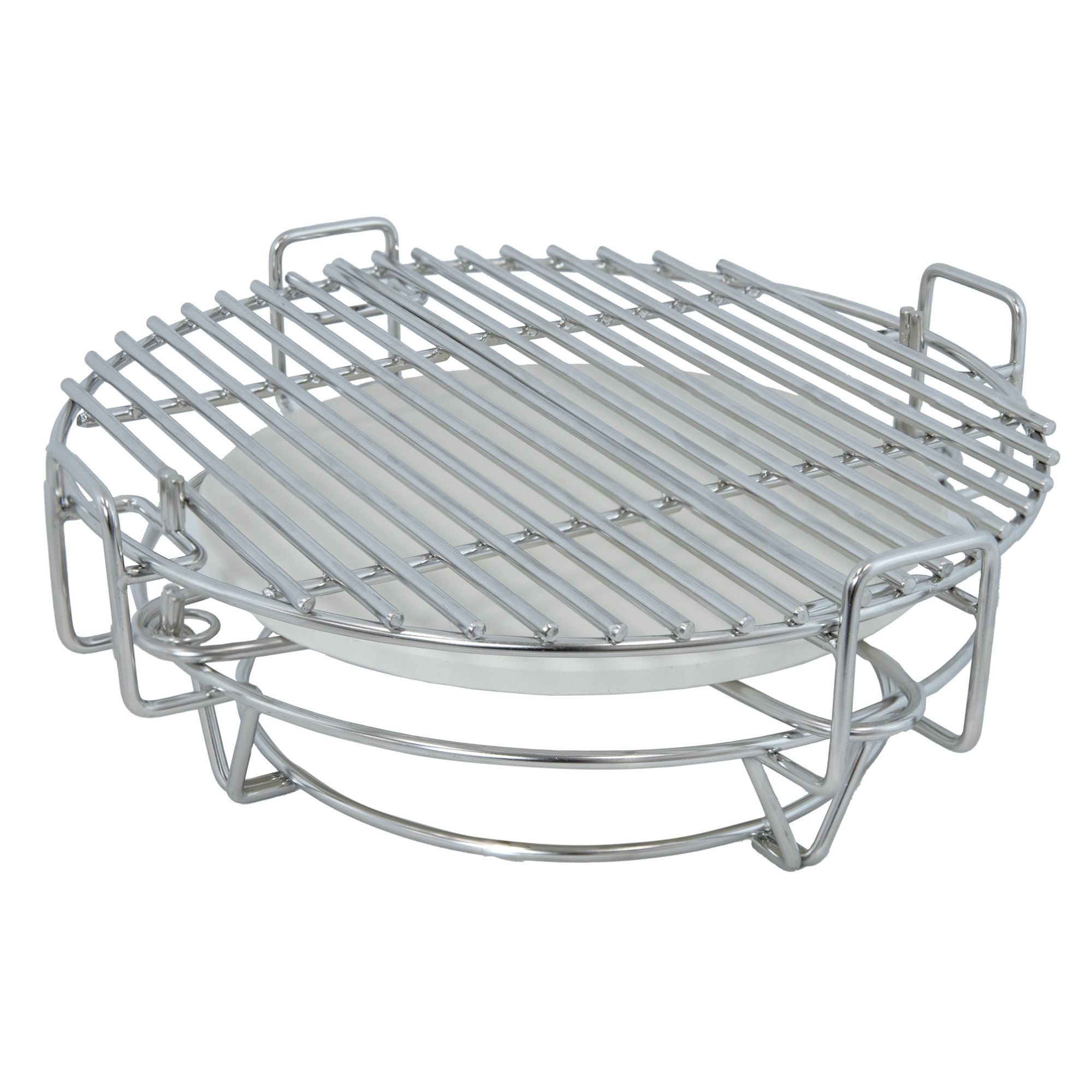 Sunnydaze Decor Half Moon Kamado Grill Cooking Grate - 15in., Stainless Steel, Ceramic Deflector Plate, Model# APX-4901