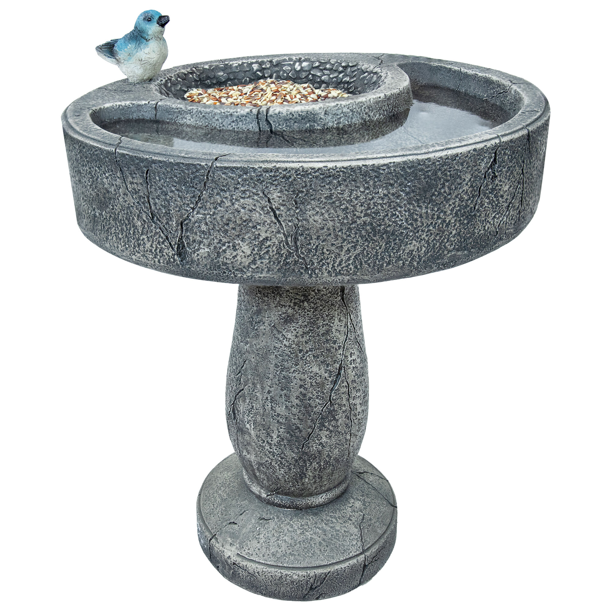 Sunnydaze Decor, Bird Bath with Feeder Compartment - 29in., Model# LZH-5441