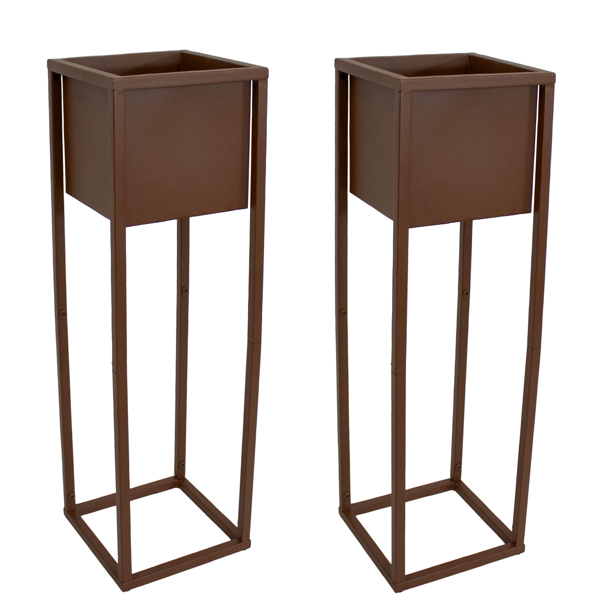 Sunnydaze Decor, Modern Simplicity Brown Planter 2-Pack, Container Width 8.25 in, Material Steel, Model# JAH-1932