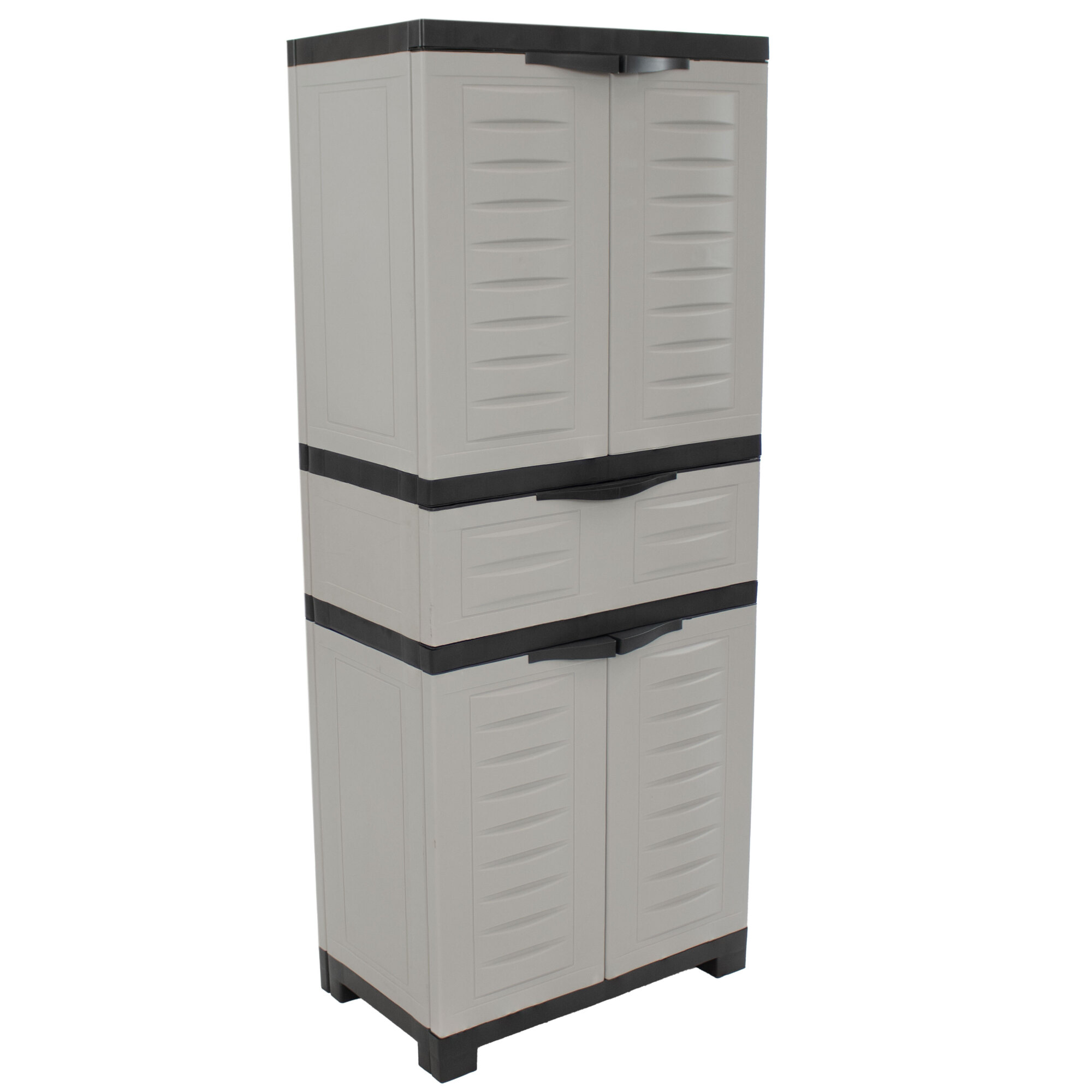 Sunnydaze Decor Plastic Storage Cabinet with 2 Adjustable Shelves Gray 57 in