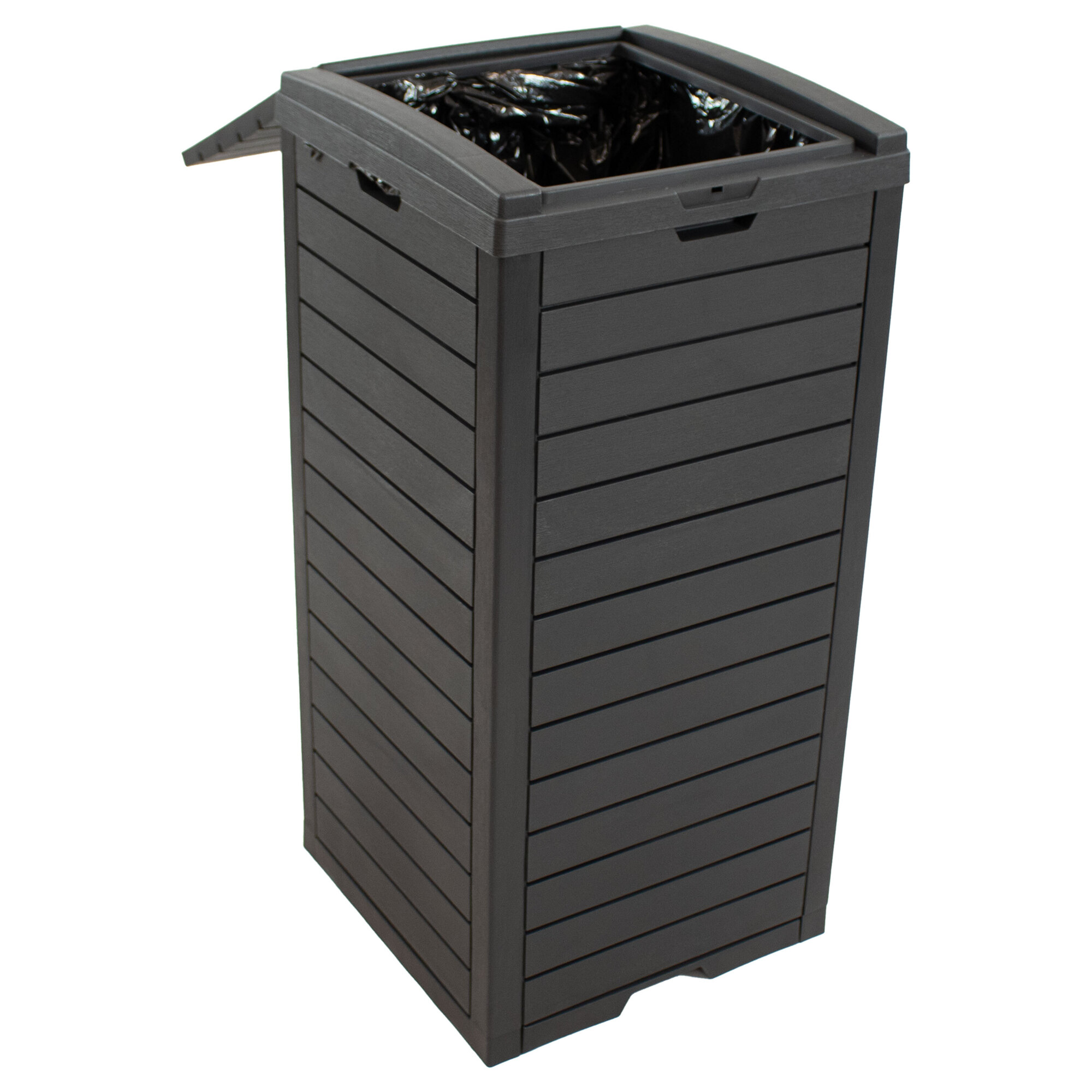 Sunnydaze Decor, 39-Gallon Outdoor Trash Can - Black, Capacity 39 Gal, Model# TST-769
