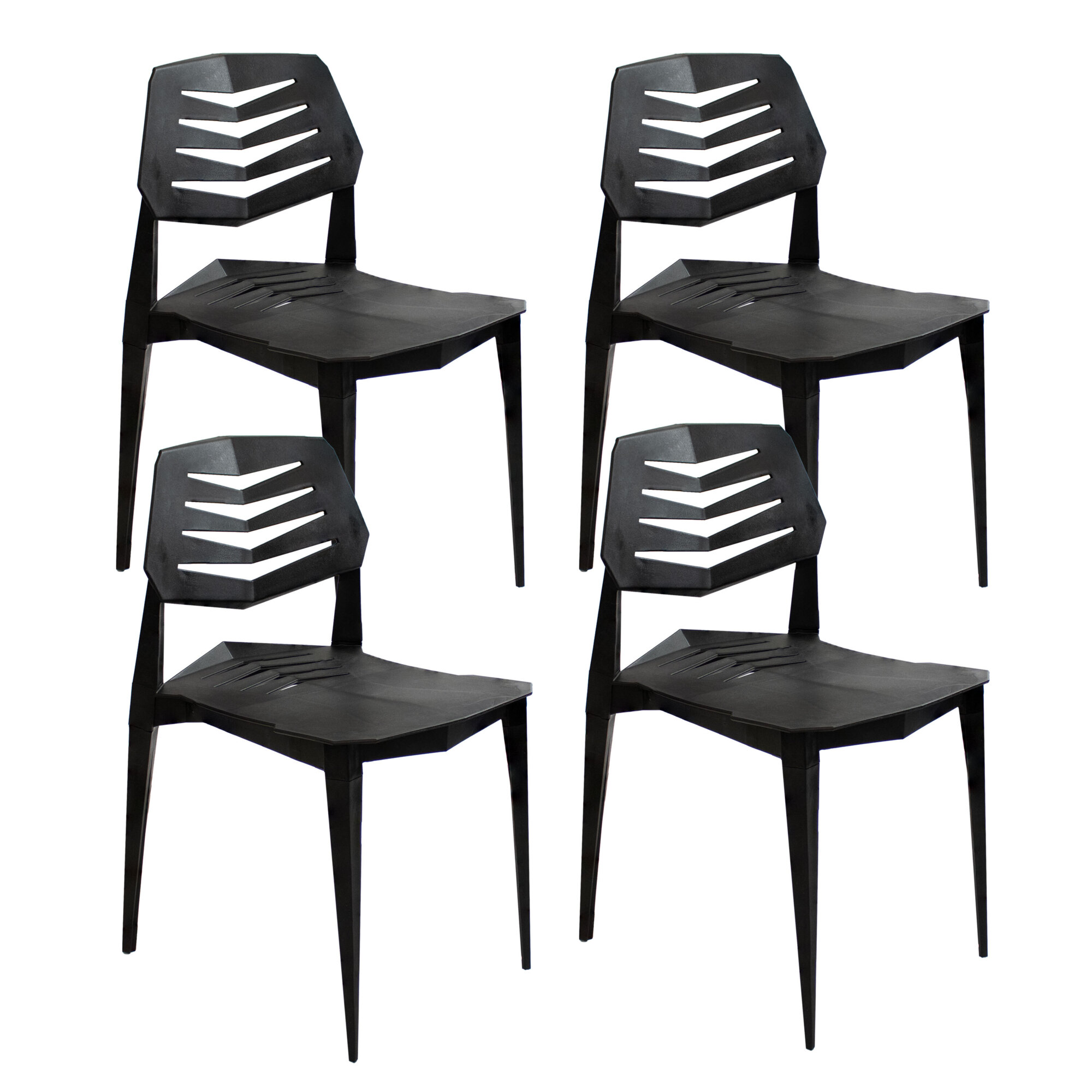 Sunnydaze Decor, 4 Matisse Plastic Dining Chair - Black, Primary Color Black, Material Polypropylene, Width 16.5 in, Model# SUP-4174