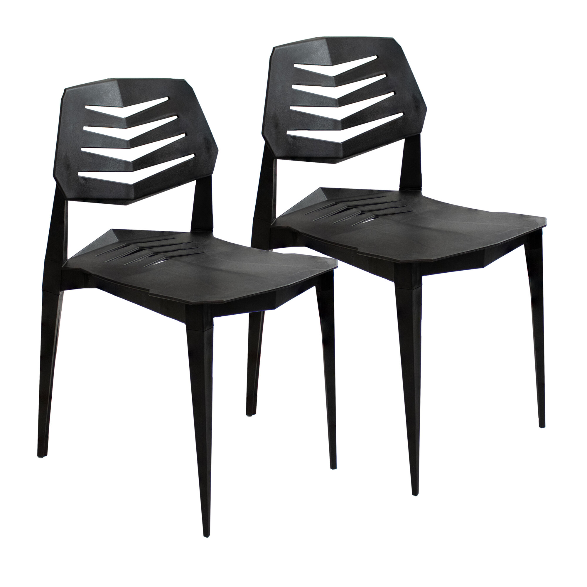 Sunnydaze Decor, 2 Matisse Plastic Dining Chair - Black, Primary Color Black, Material Polypropylene, Width 16.5 in, Model# SUP-4172