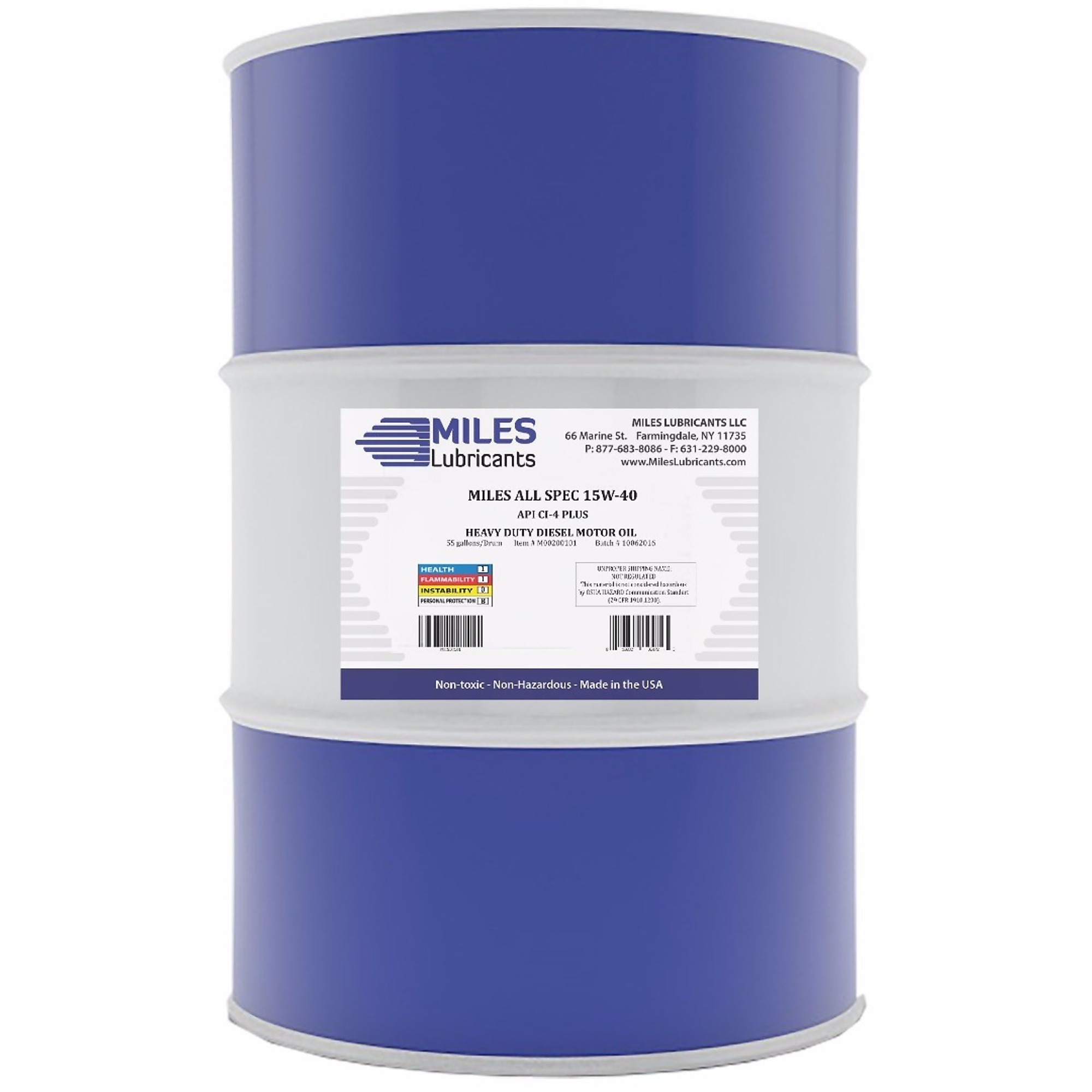 Miles Lubricants All Spec 15W40 CK-4 Motor Oil - 55-Gal. Drum, Model# M00200201
