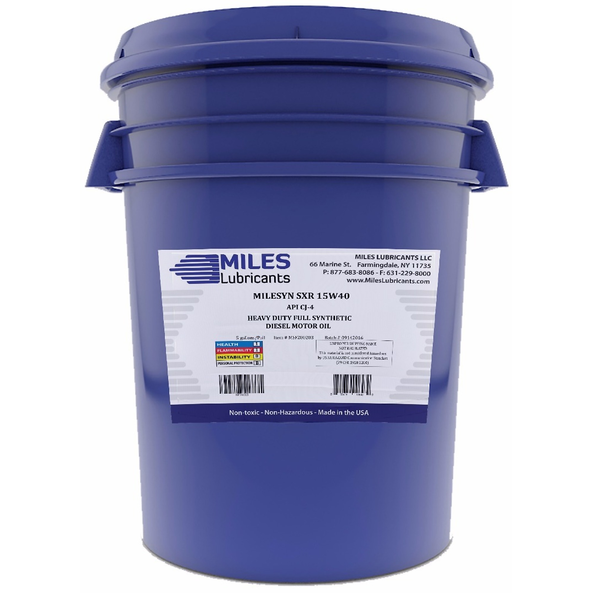 Miles Lubricants Milesyn SXR HD 15W40 CK-4 Motor Oil - 5 Gal. Pail, Synthetic, Model# MSF200203