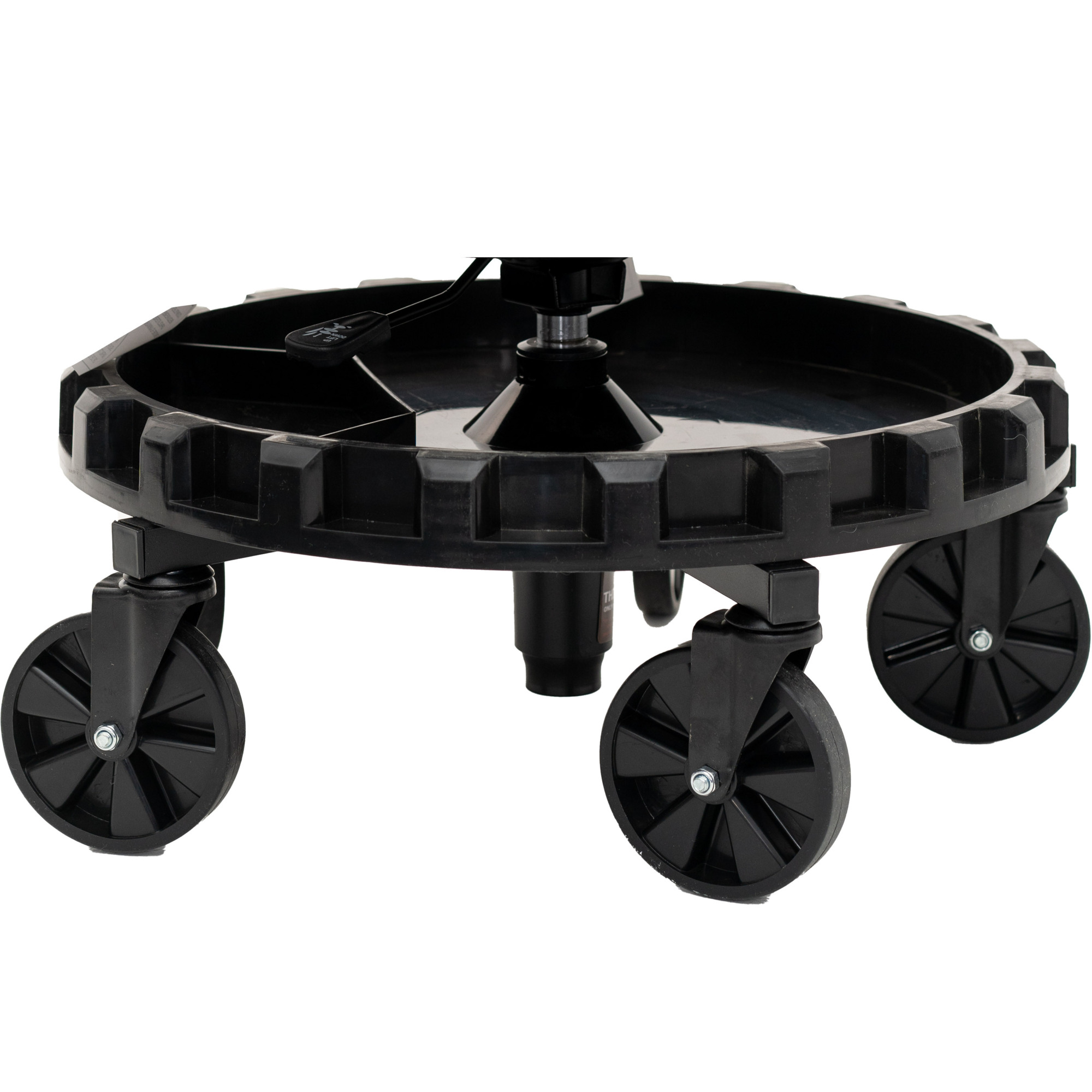 Traxion, Traxion Blk Spinning Gear Tray for 2-720 Roll Seat, Capacity 3 lb, Max. Height 0 in, Min. Height 2 in, Model# 2-583