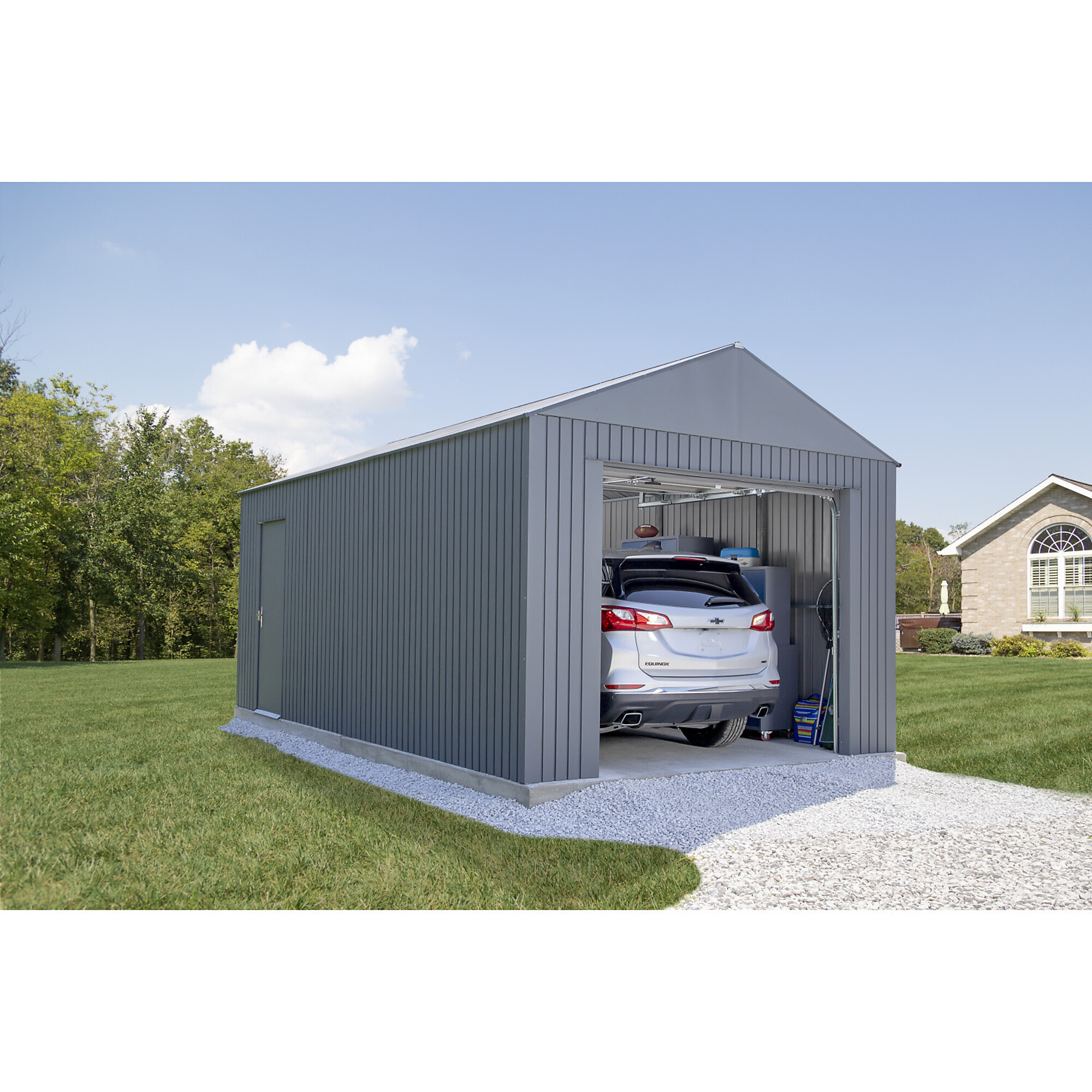 Sojag Everest Everest, Arrow Carports Galvanized Steel Carport, with 2-Si, Center Height 123.48 ft, Canopy Material Steel, Model# GRC1230