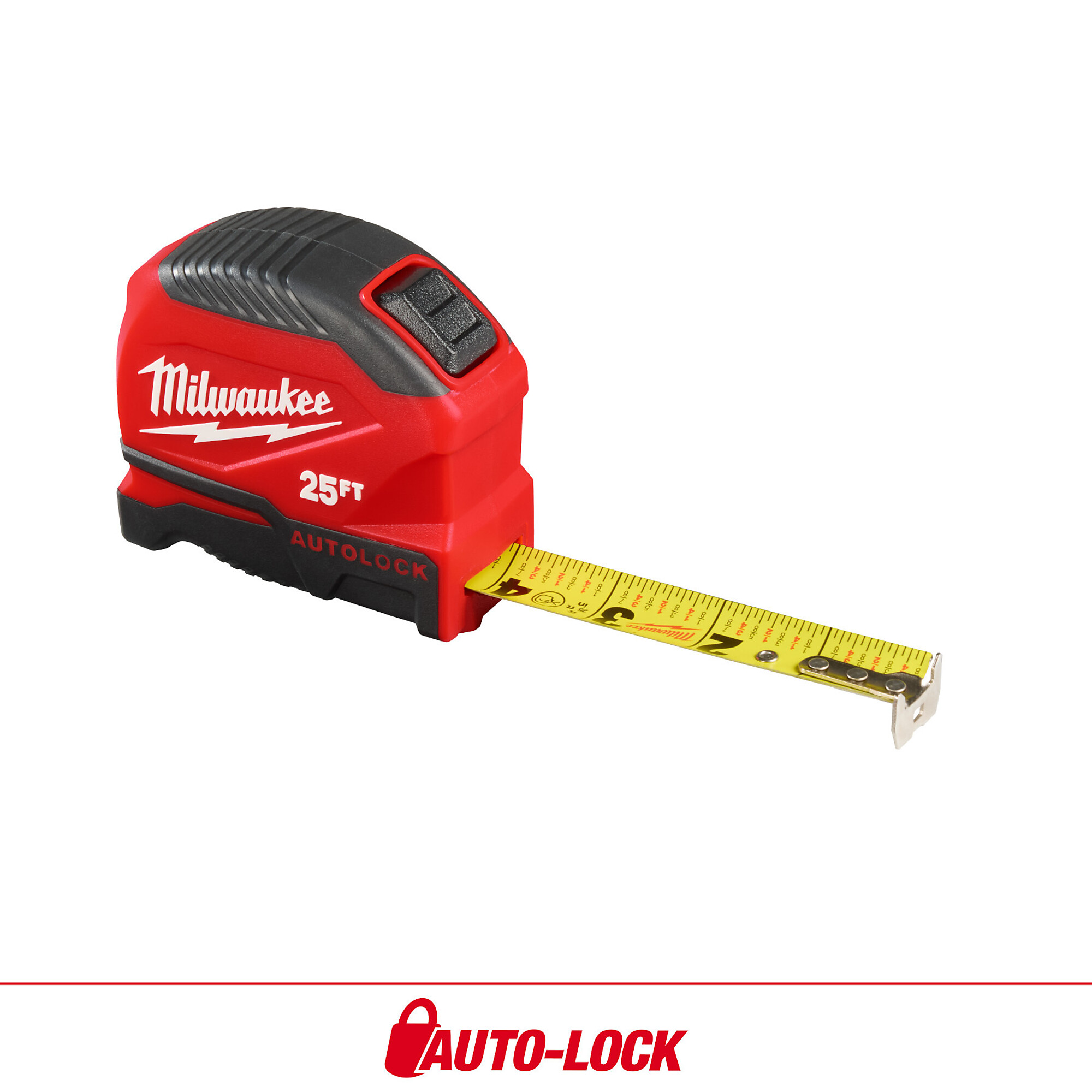 Milwaukee 25ft. Auto-Lock Tape Measure, 12ft. Reach, 9ft. Standout, Model# 48-22-1825
