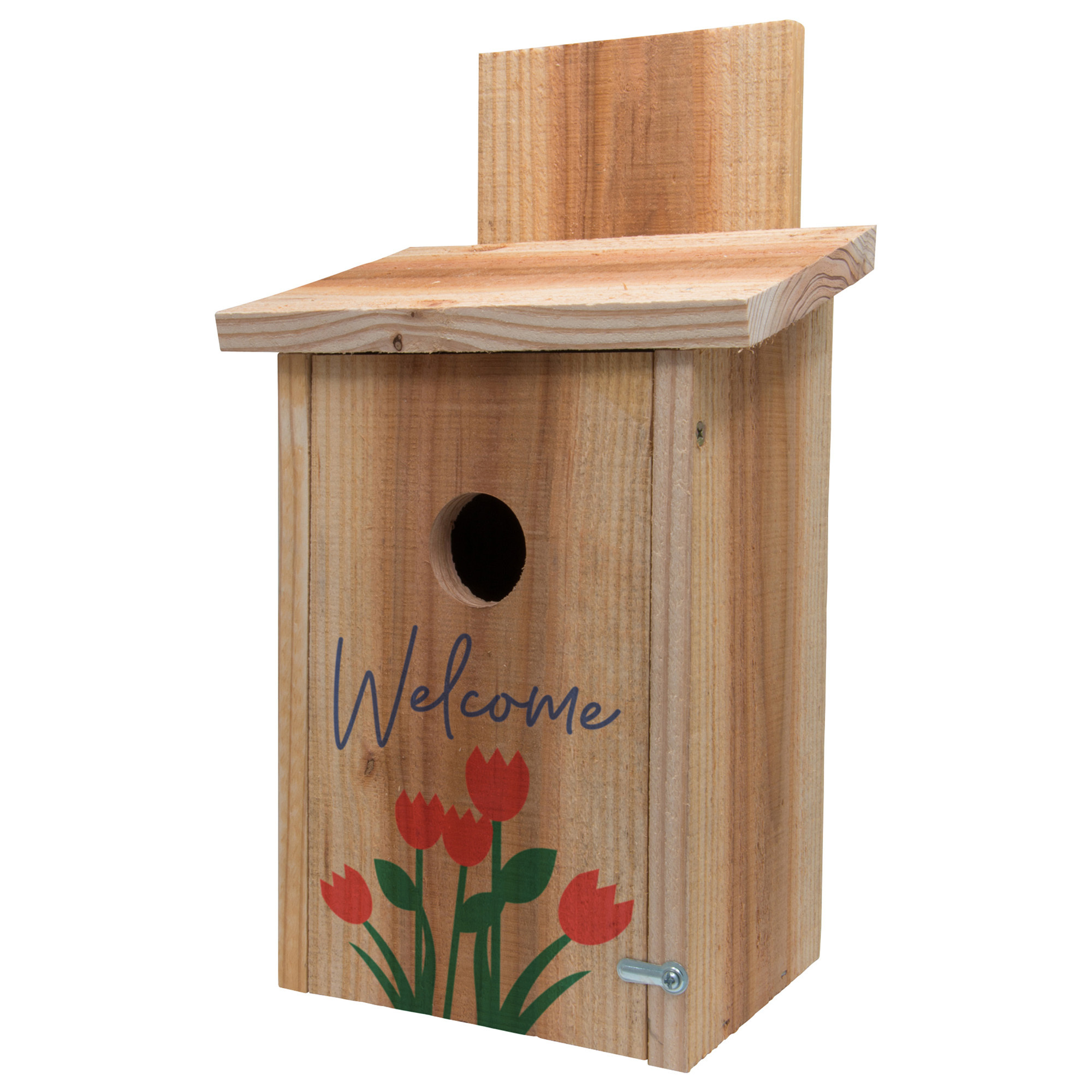 S&K Manufacturing Tulip Design Cedar Blue Bird House - Attaches to T-Post or Tree, Lightweight, Model# BBHC-5