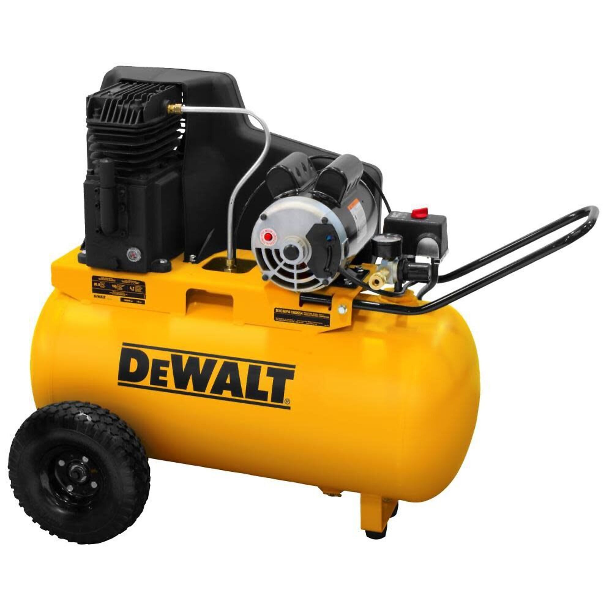 DEWALT, DEWALT 1.9HP 20Gal Horizontal Cast Iron Compressor, Horsepower 1.9 HP, Air Tank Size 20 Gal, Volts 120 Model# DXCMPA1982054