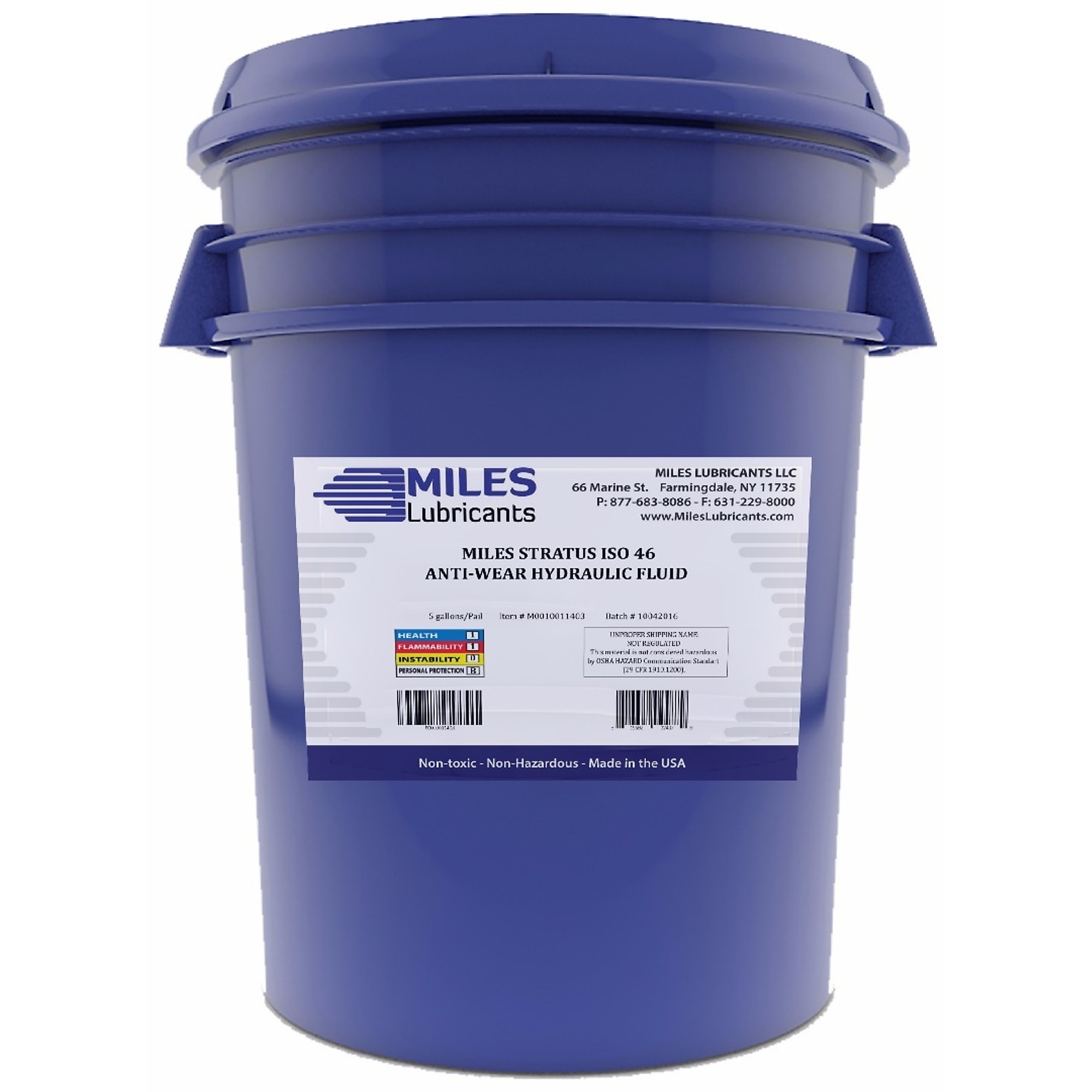 Miles Lubricants Stratus-46 Anti-Wear Hydraulic Fluid - 5-Gal. Pail, Model# M0010011403