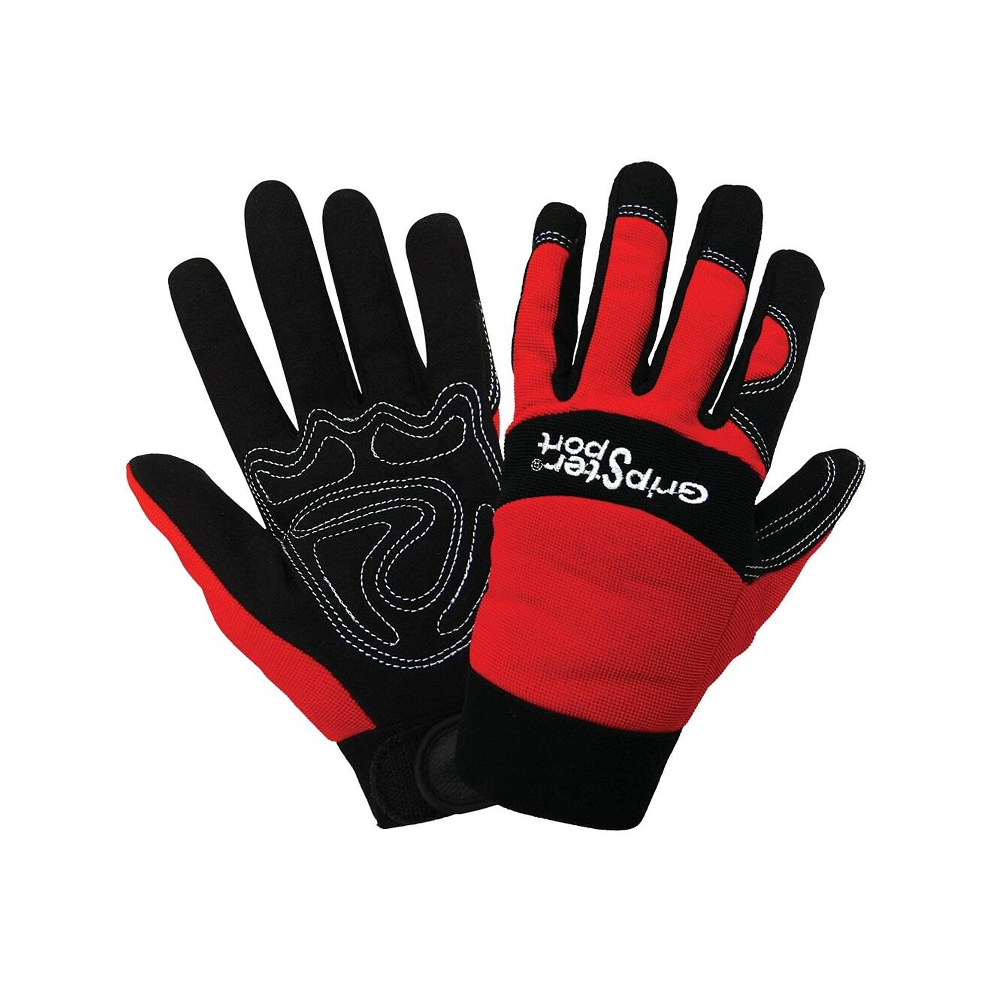 Global Glove Mechanics Style Gloves W/ Red Spandex Back - 12 Pairs