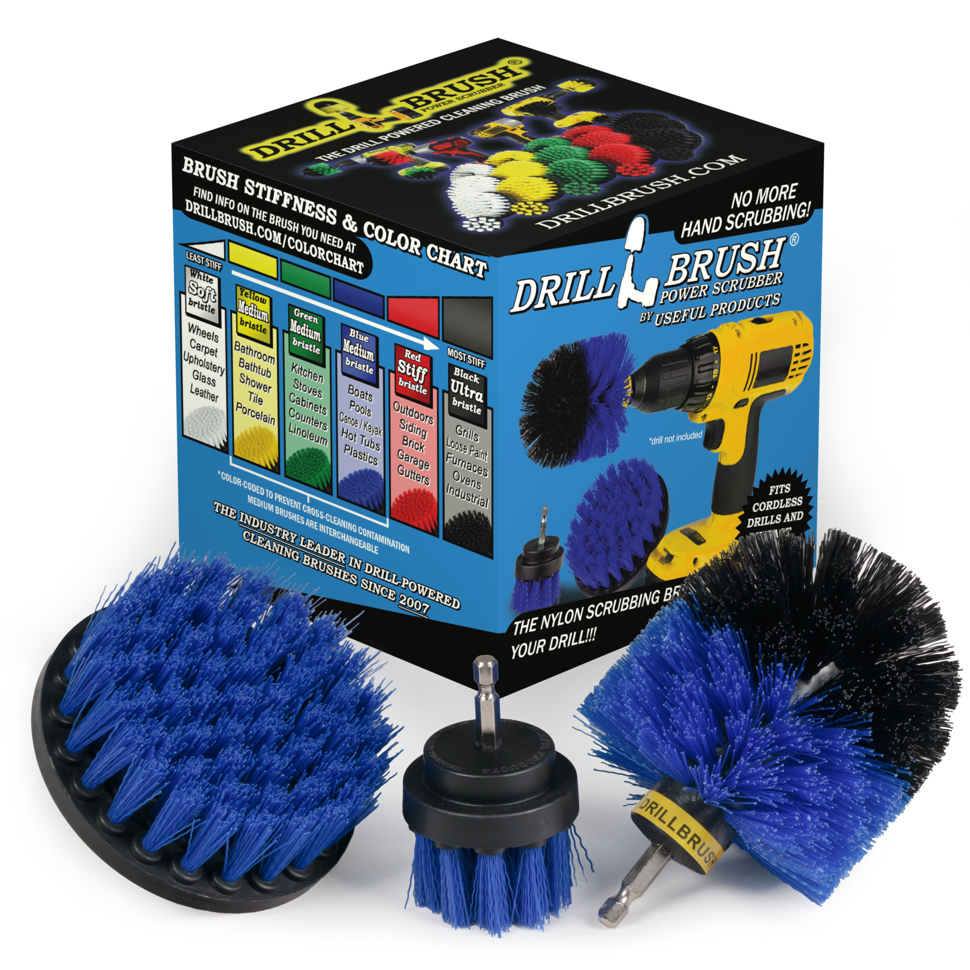 Drillbrush, 3pc Rotary Boat Scrub Brush Attachment for Drill, Included (qty.) 1 Model# B-S-42O-QC-DB