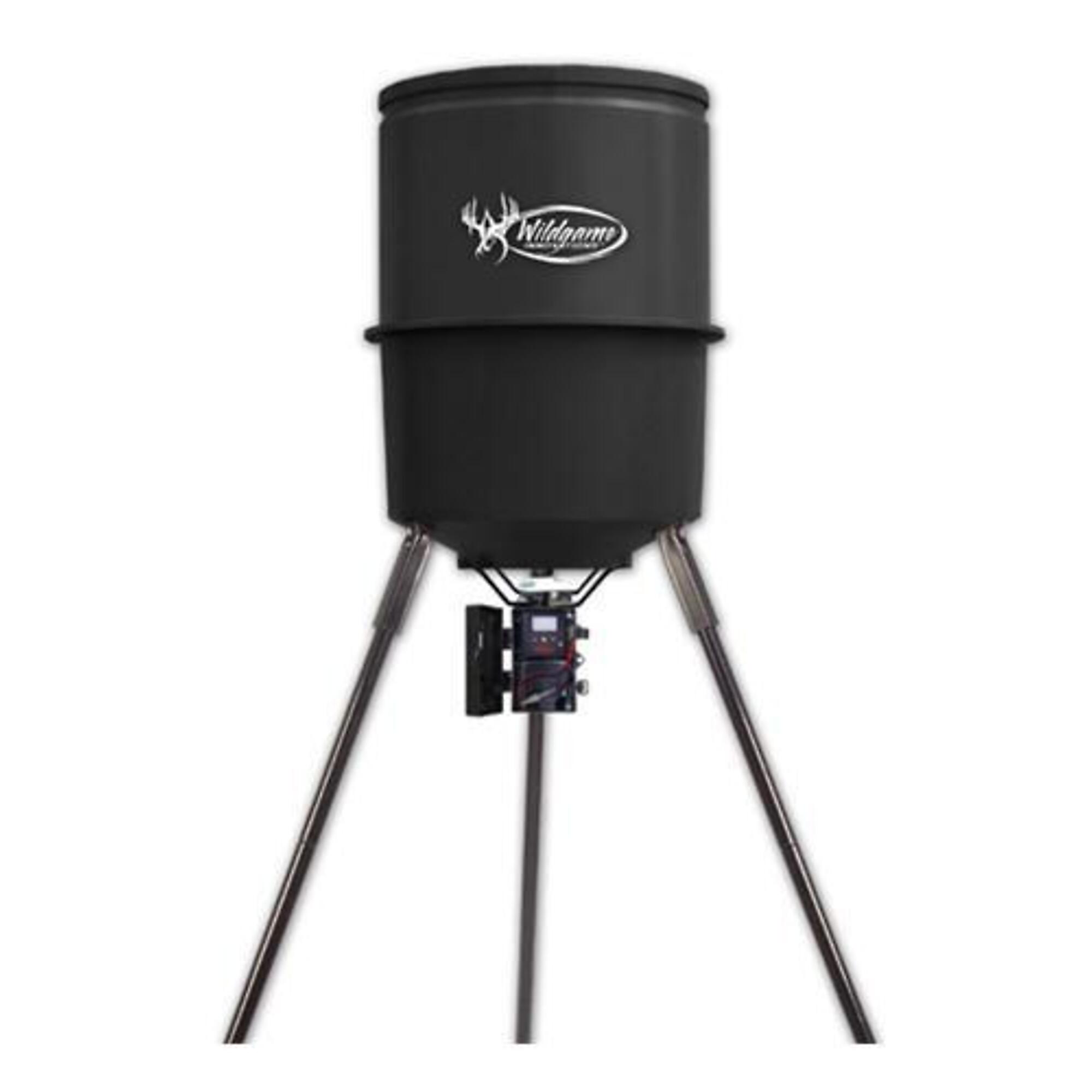 Wildgame Innovations, 40 Gallon Poly Barrel Feeder, Capacity 270 Color Black, Model# WGI-W270D