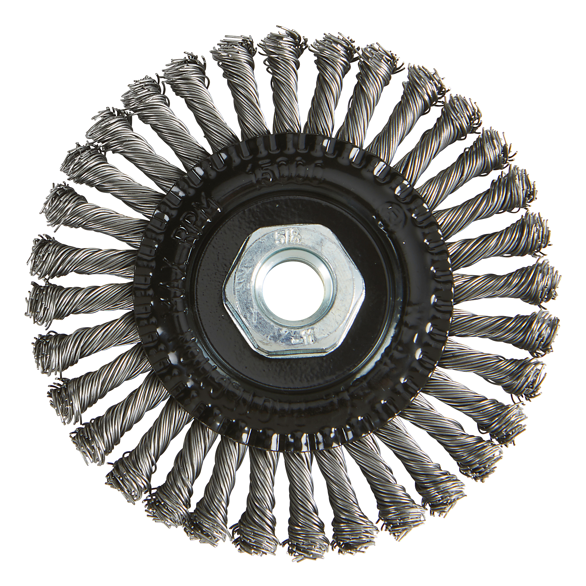 Klutch Industrial Wire Wheel, 4-1/2in. X 5/8in.-11, Twisted Steel, 12,500 RPM